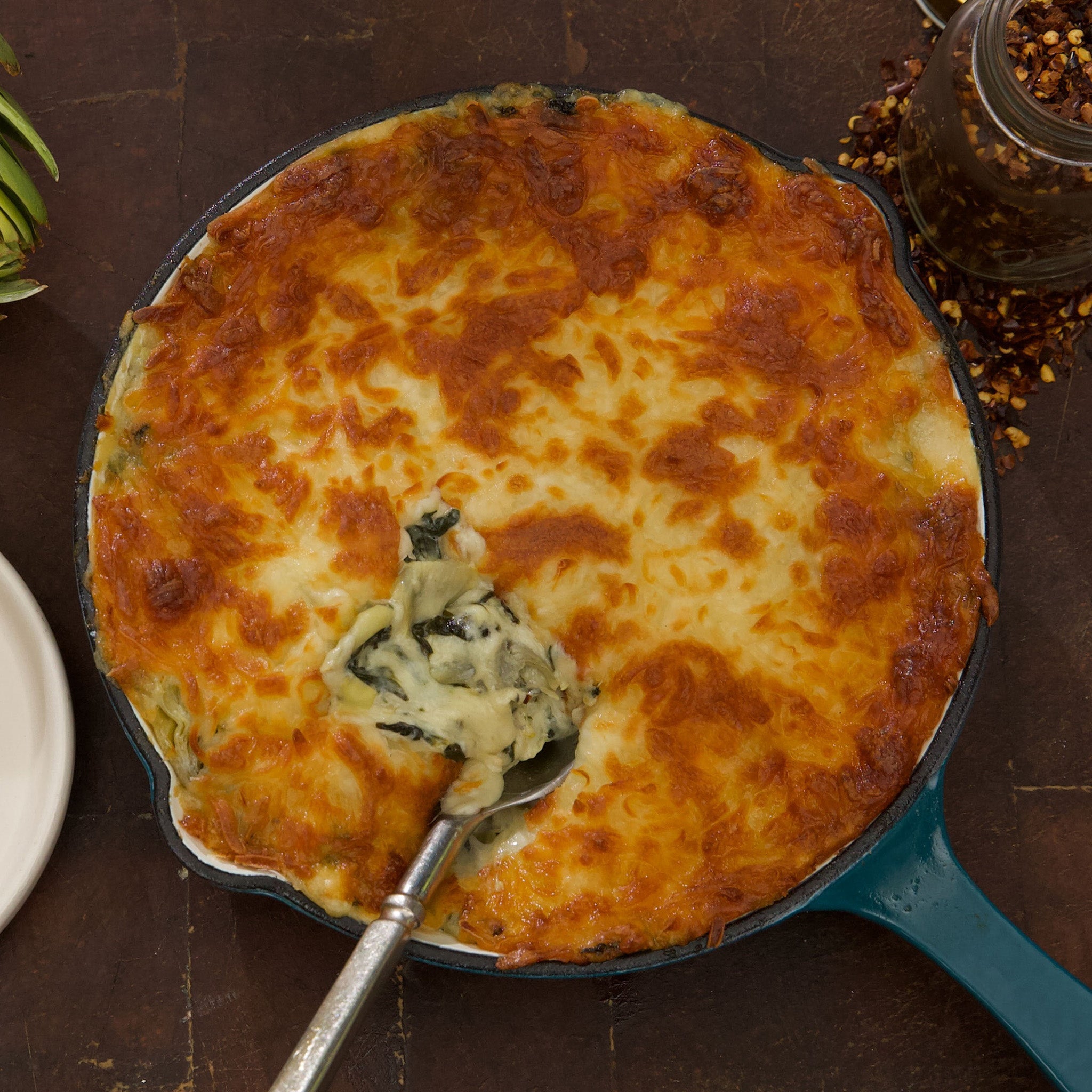 Cast-Iron Baked Artichoke-Spinach Dip Recipe
 &ndash; Magnolia