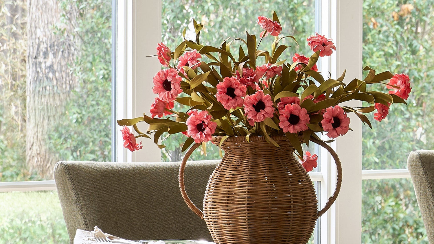 shop summer florals and floral glazed vases.