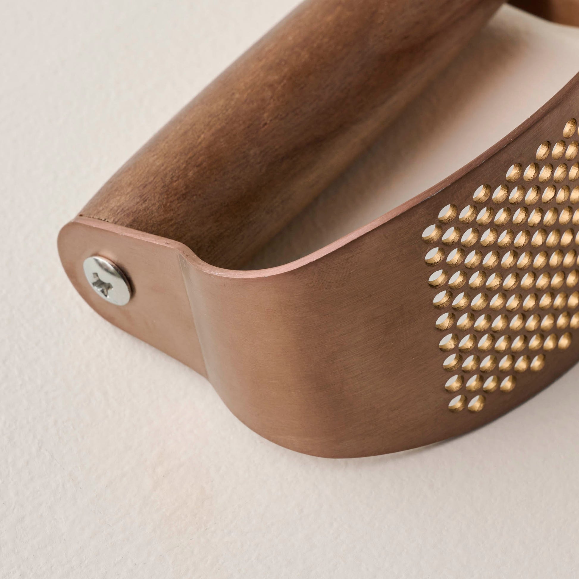 Copper and Walnut Garlic Rocker up close