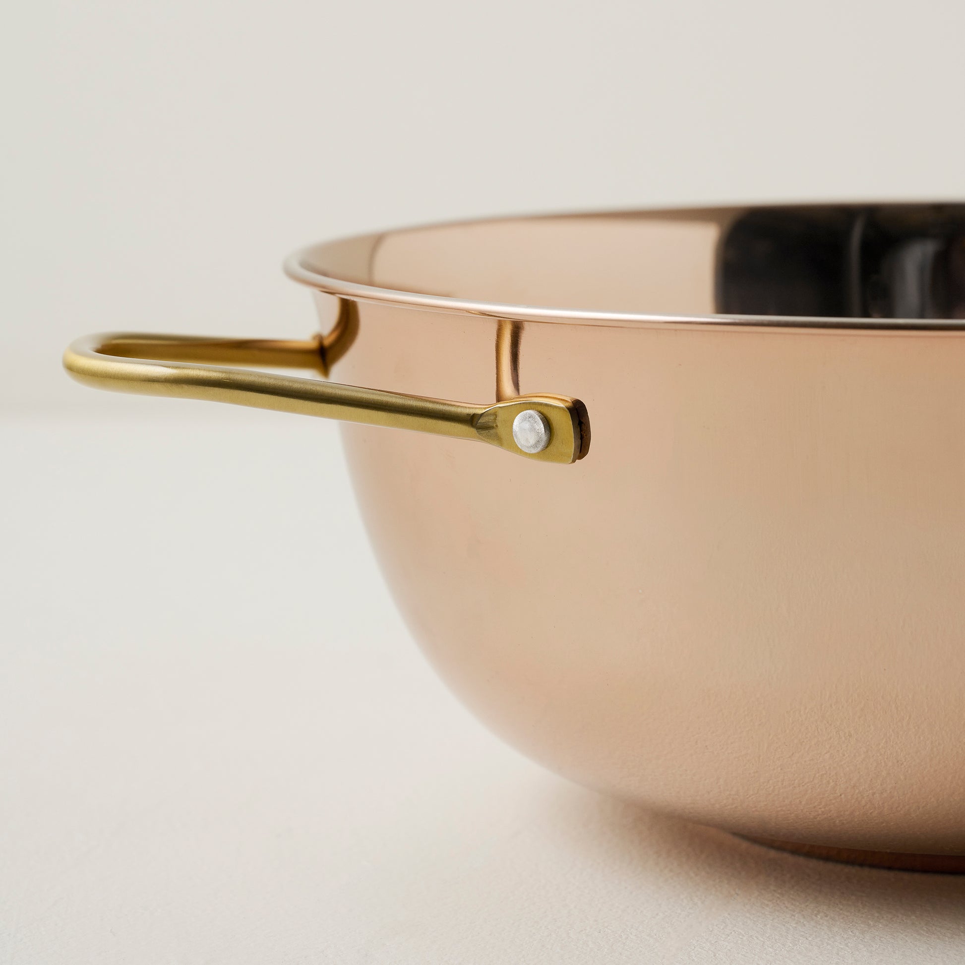 Magnolia Copper Mixing Bowl Set of Three up close