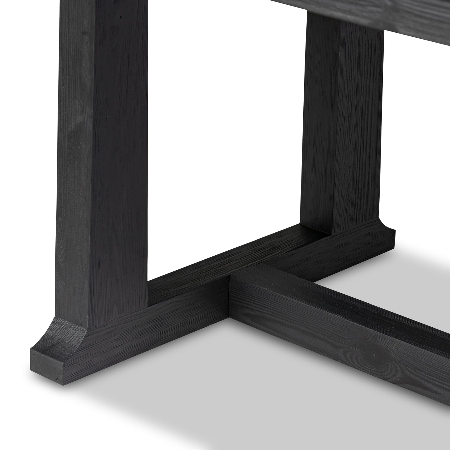 Holden Table in black pine legs up close