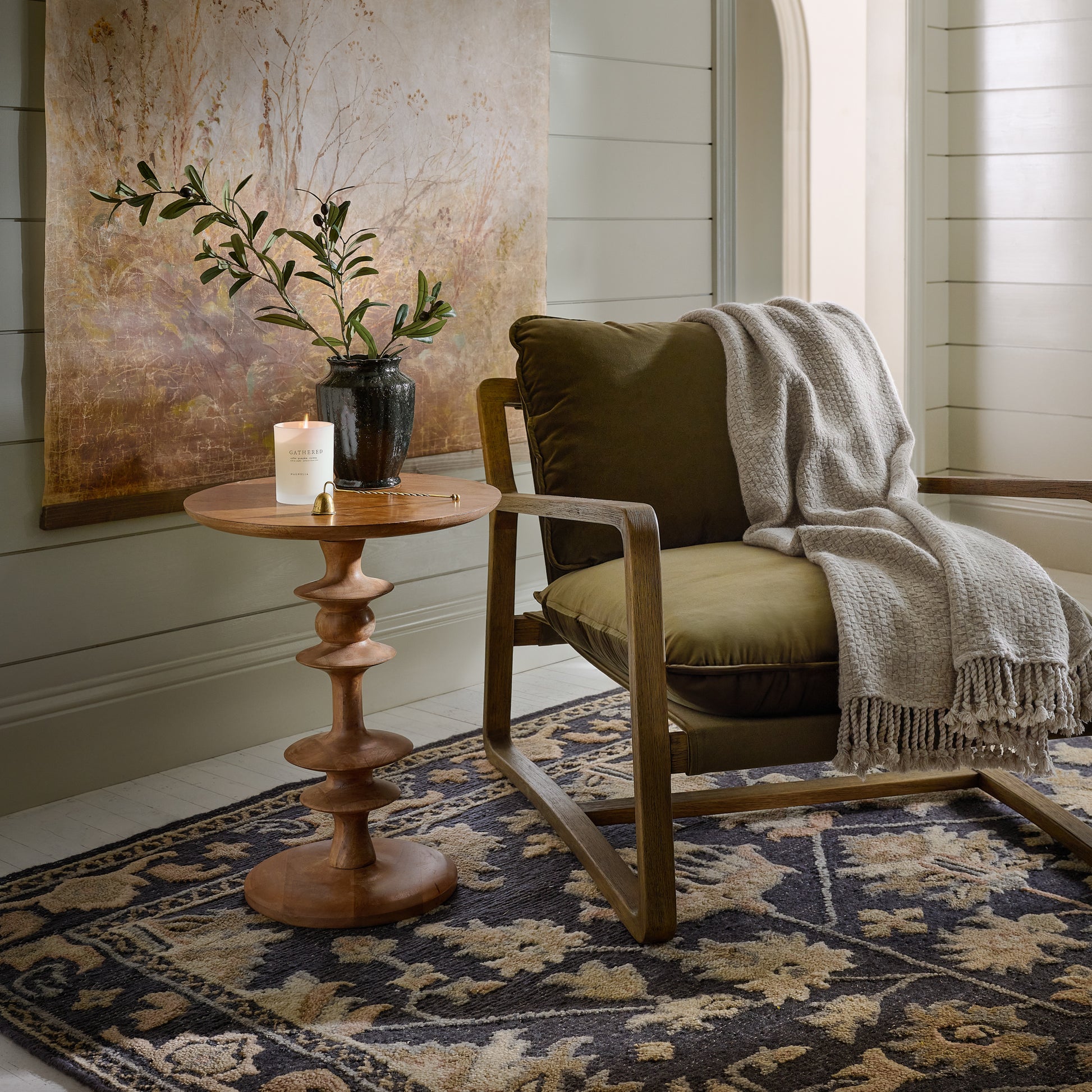 Grey Basketweave Throw shown draped on chair