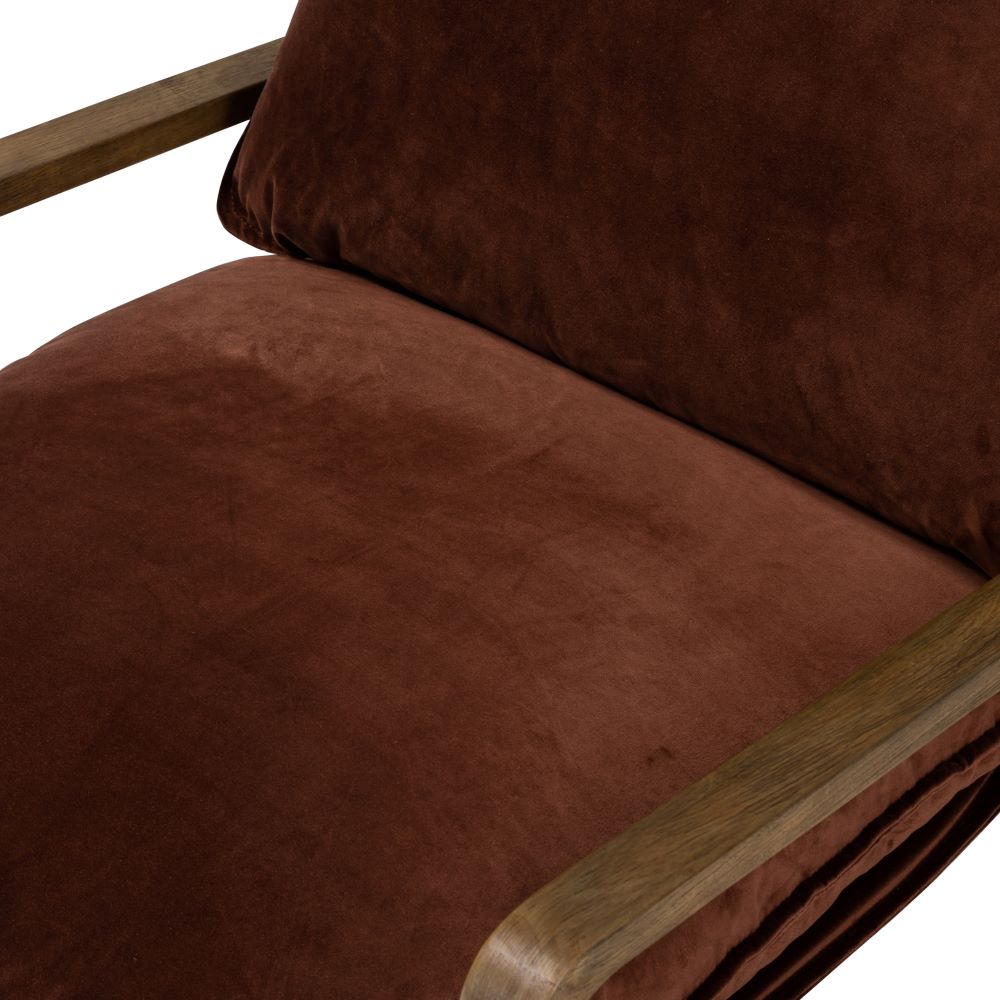 Gerard Chair in auburn velvet close up of seat