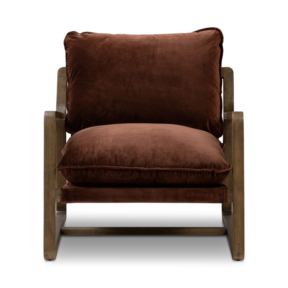 Gerard Chair in auburn velvet front view