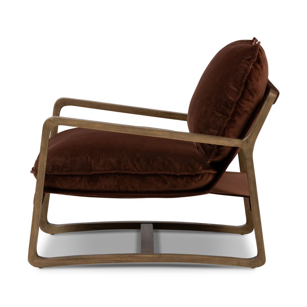 Gerard Chair in auburn velvet side view