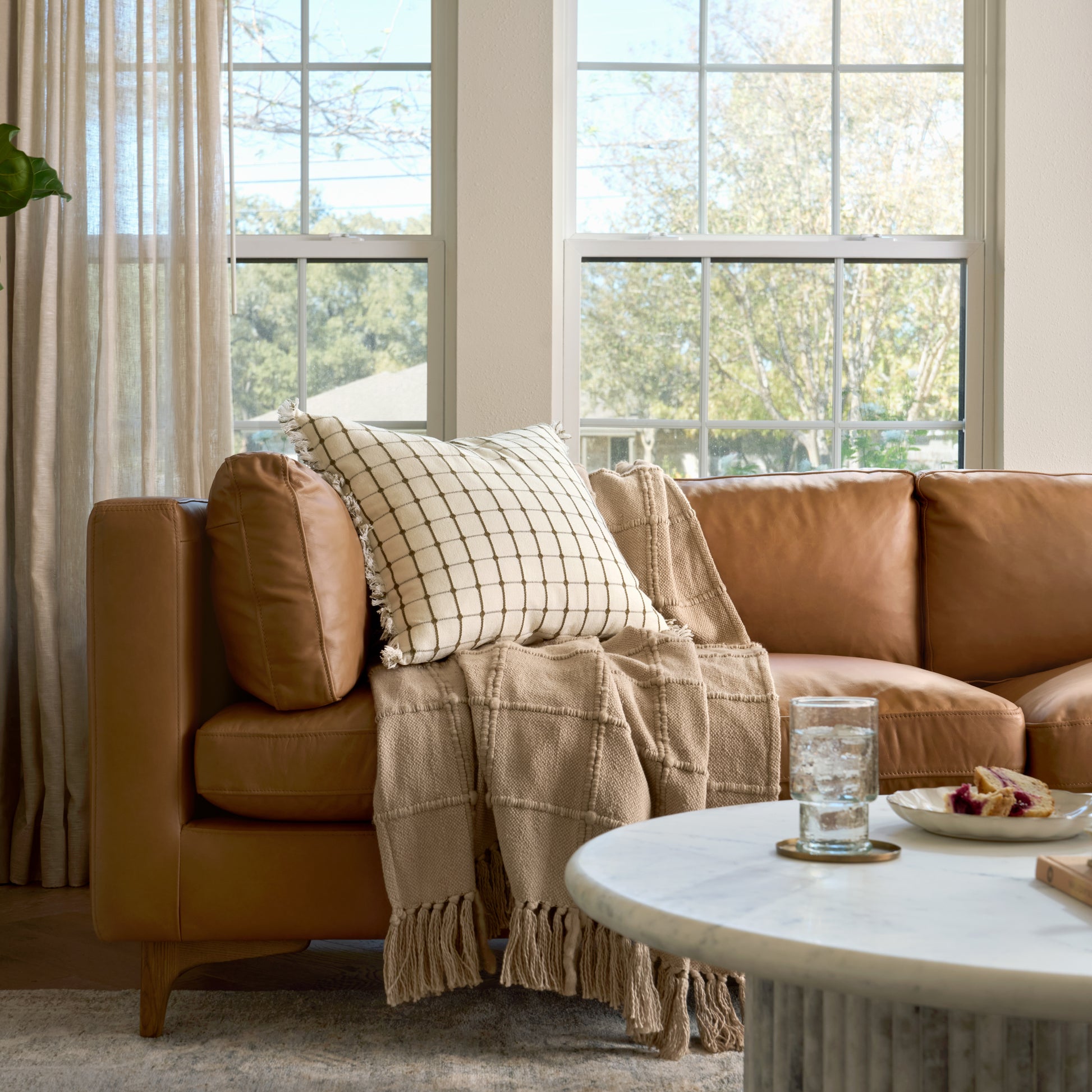 Juniper Leather Sofa in a room