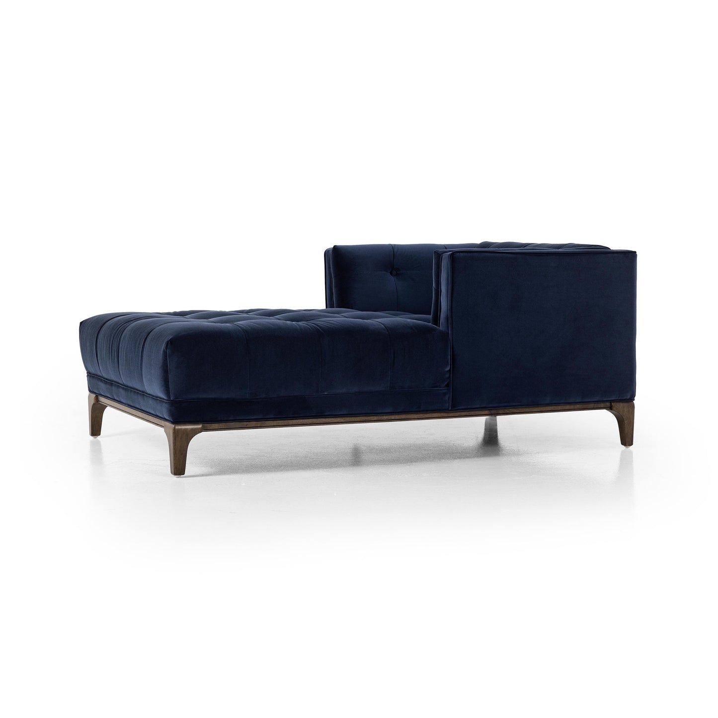 Elsie Chaise in midnight velvet angled side view