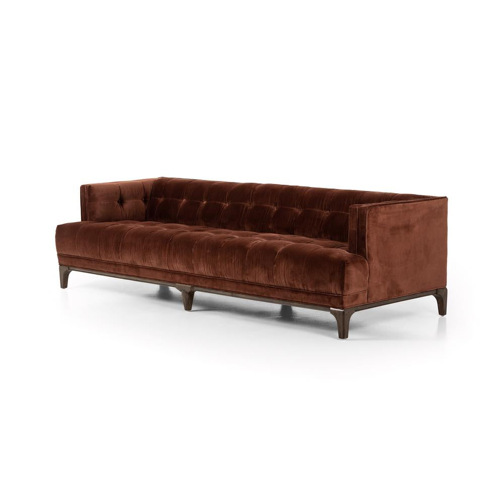 Elsie Sofa in auburn velvet angled
