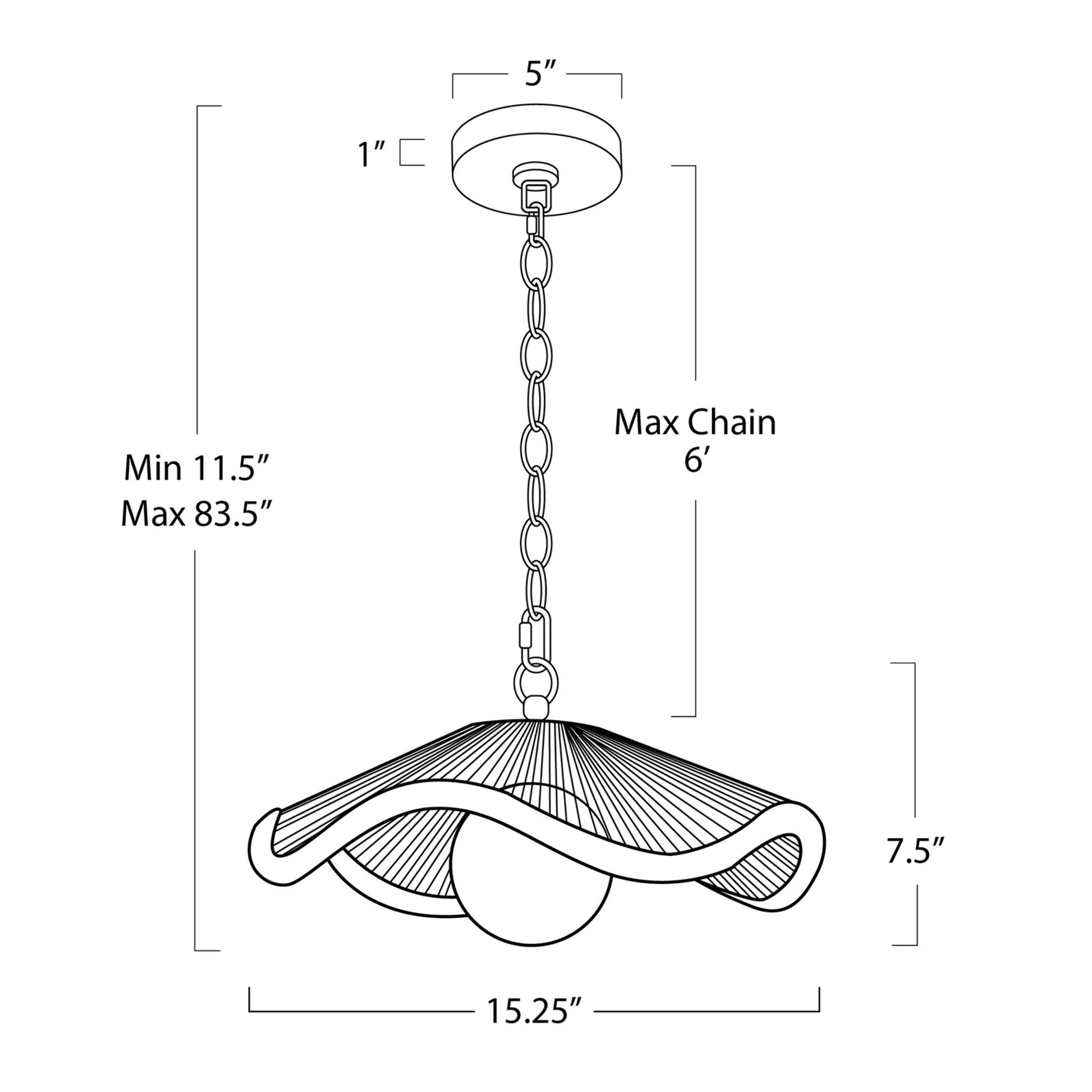 Small Venus Pendant dimensions sketch