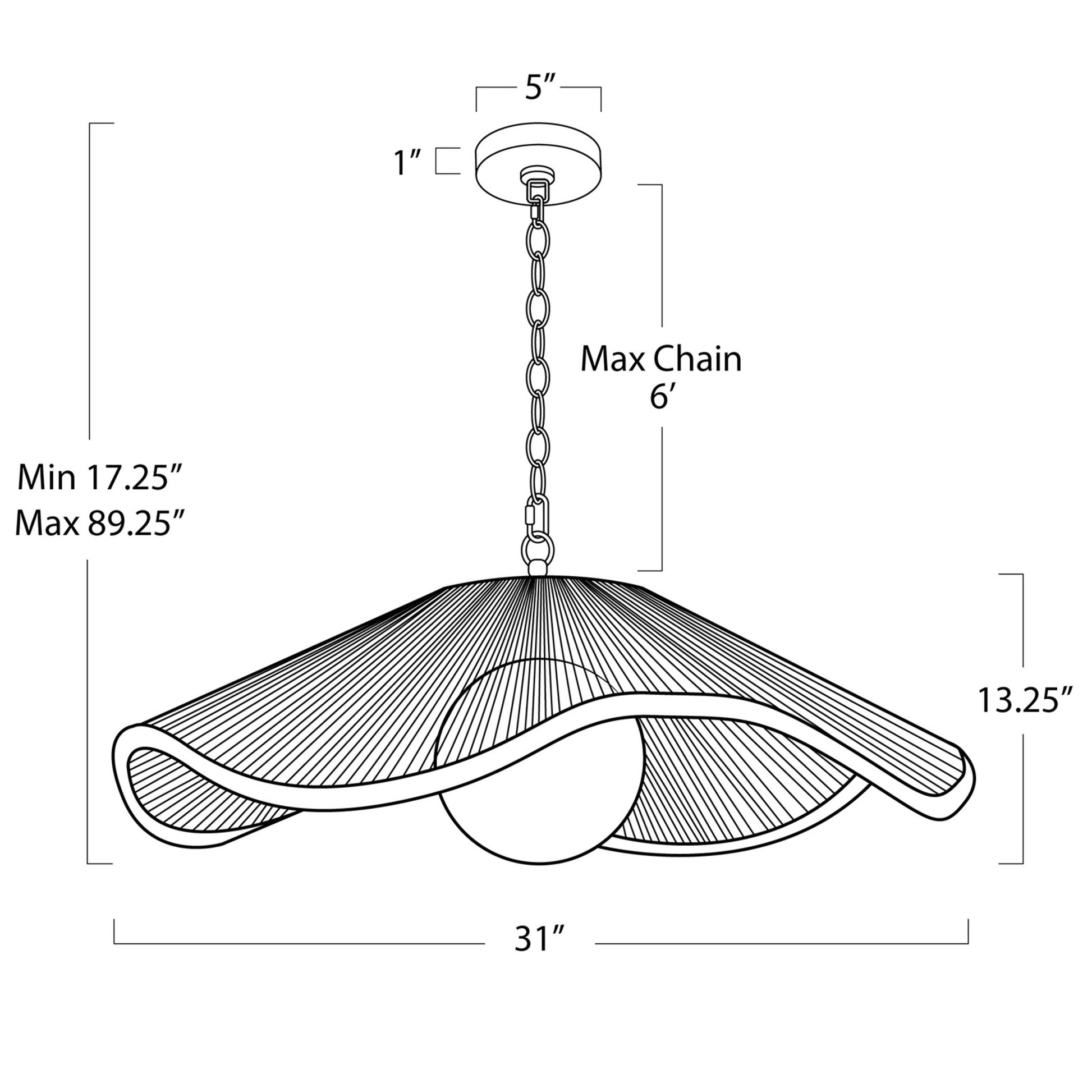 Large Venus Pendant dimensions sketch