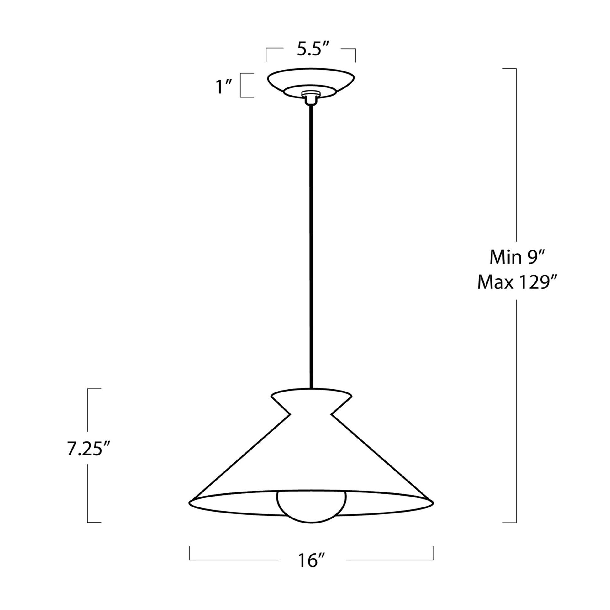 Small Austin Pendant dimensions sketch