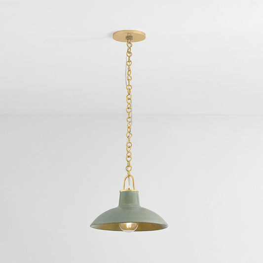Justine Pendant in Aged Brass with Ceramic Moss Crackle