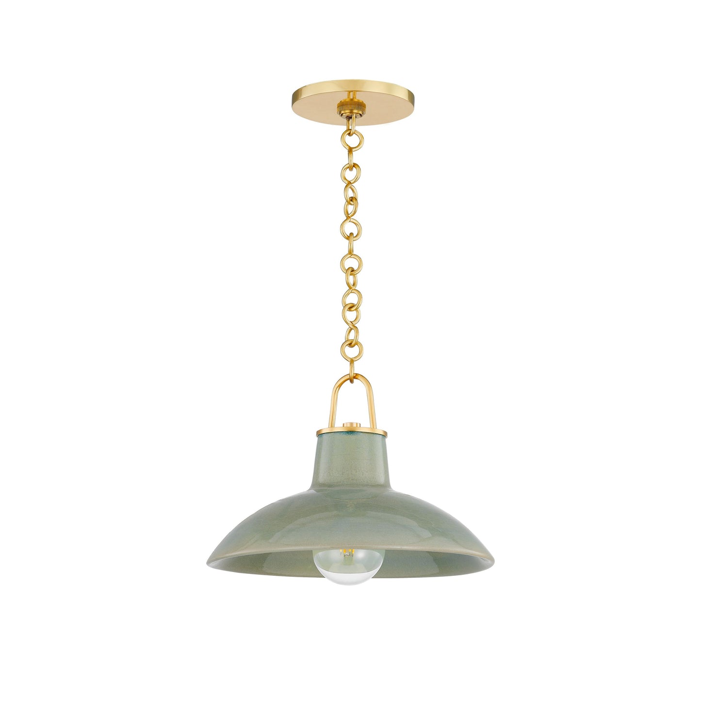 Justine Pendant in Aged Brass with Ceramic Moss Crackle
