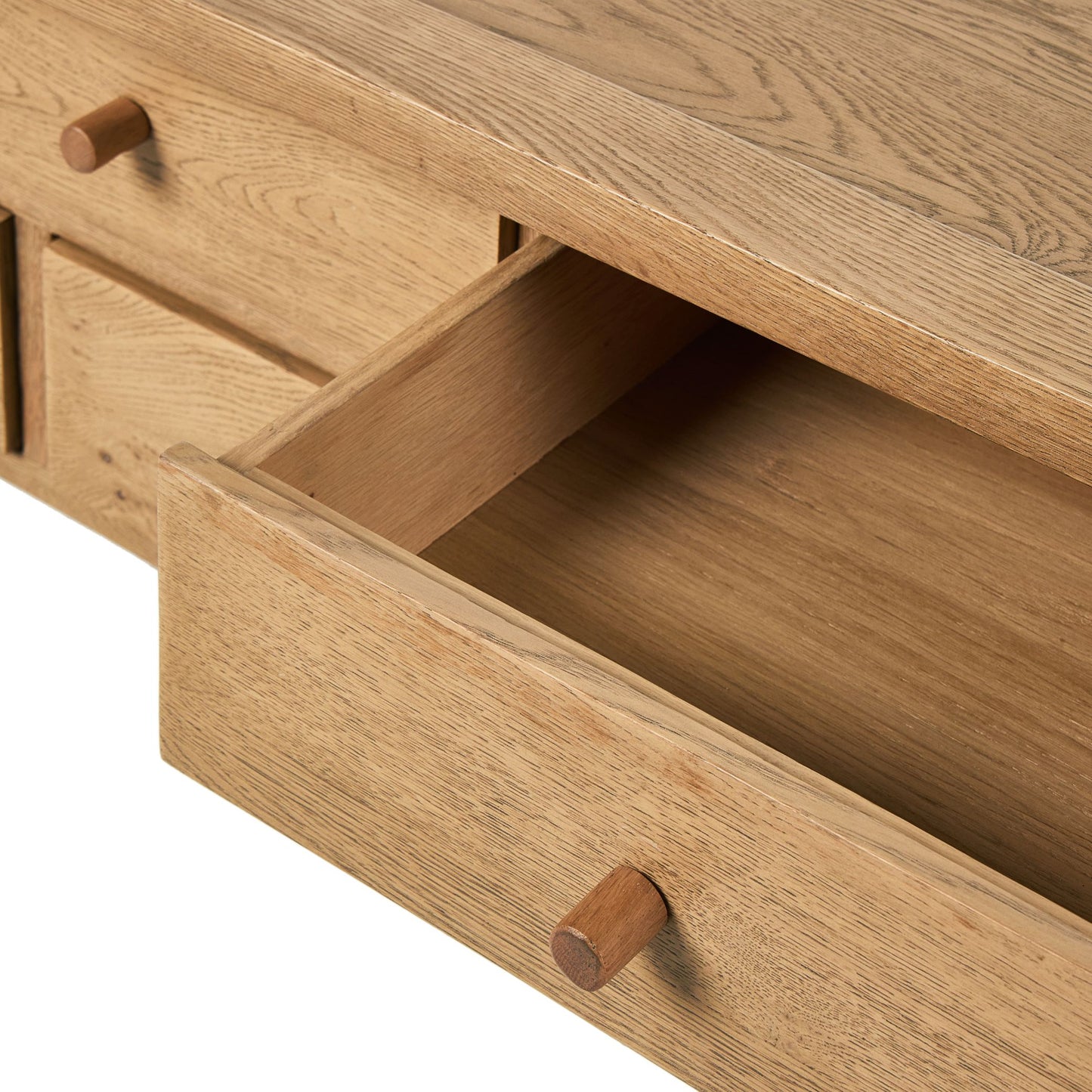 Evans Console Table shown with drawer open