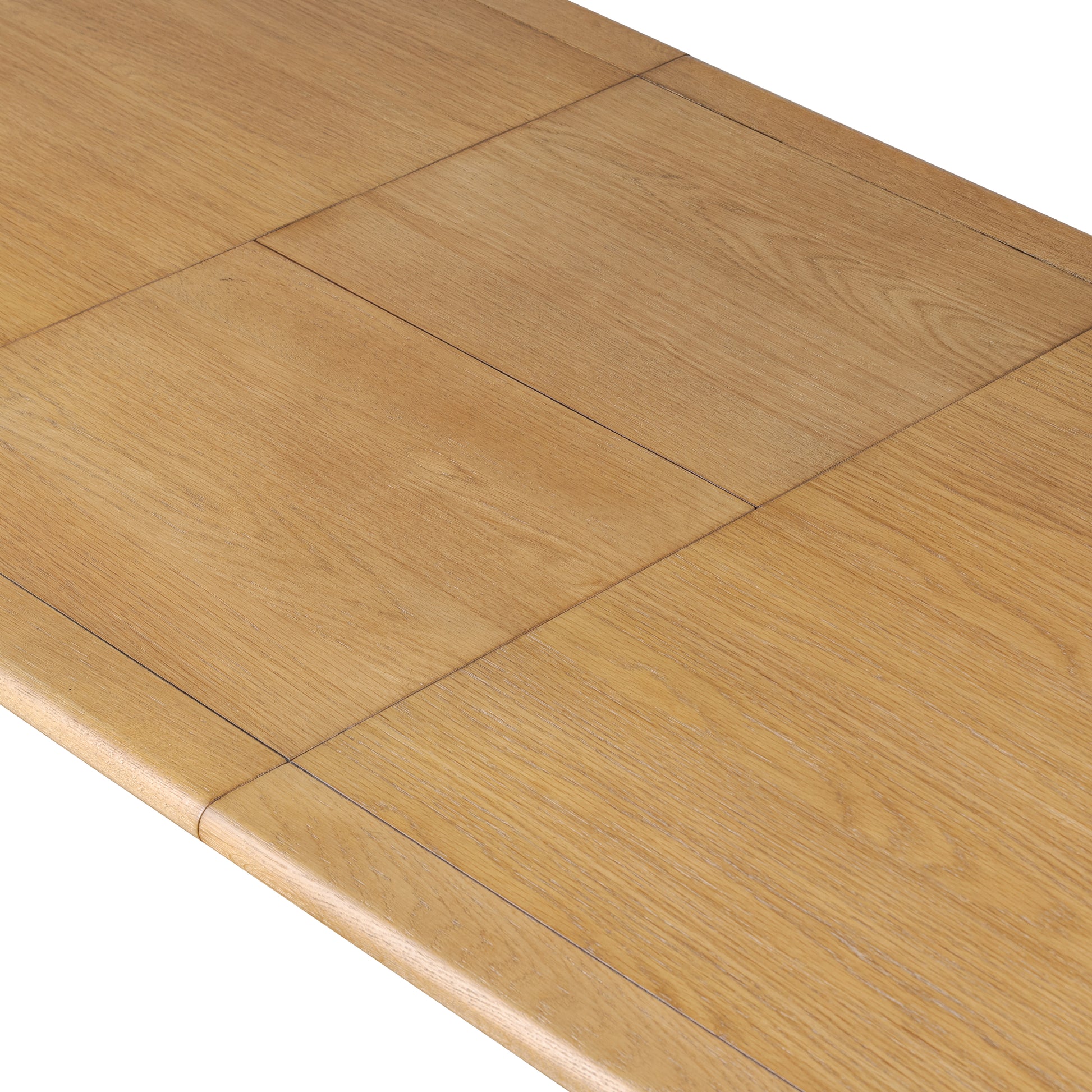 Piper Extension Dining Table in Fawn Oak closed with leaf up close