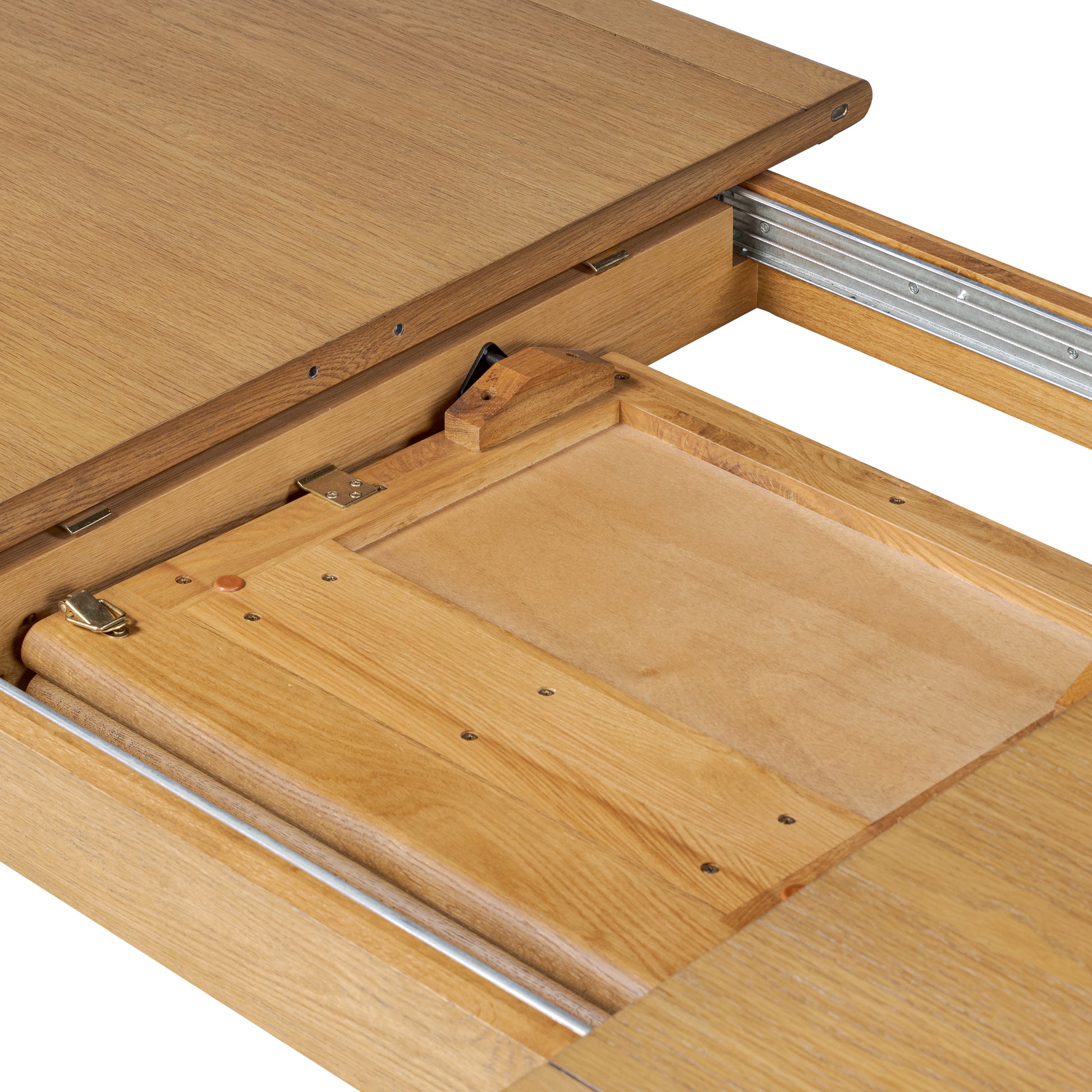 Piper Extension Dining Table in Fawn Oak open up close