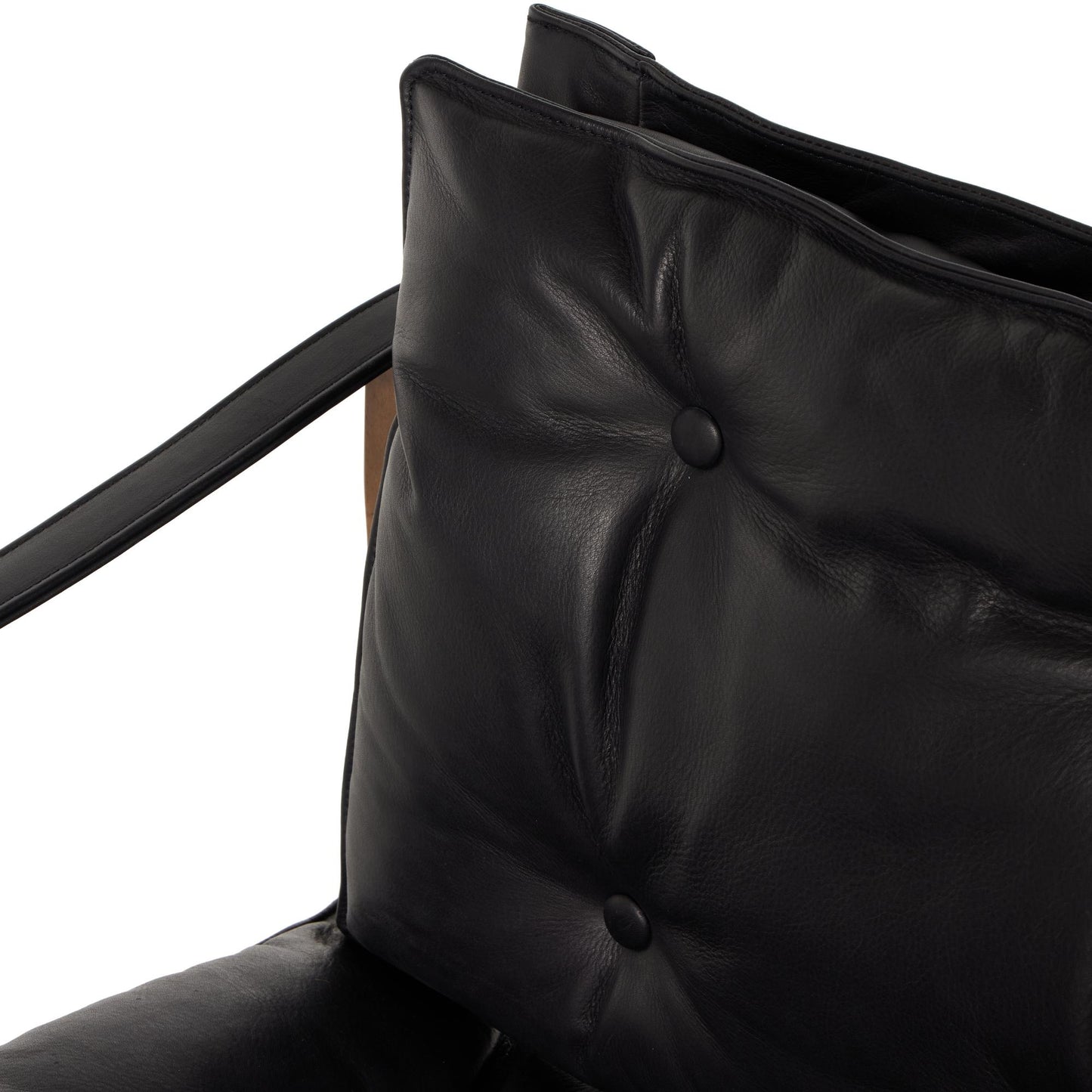 Flynn Chair heirloom black leather close up of back rest