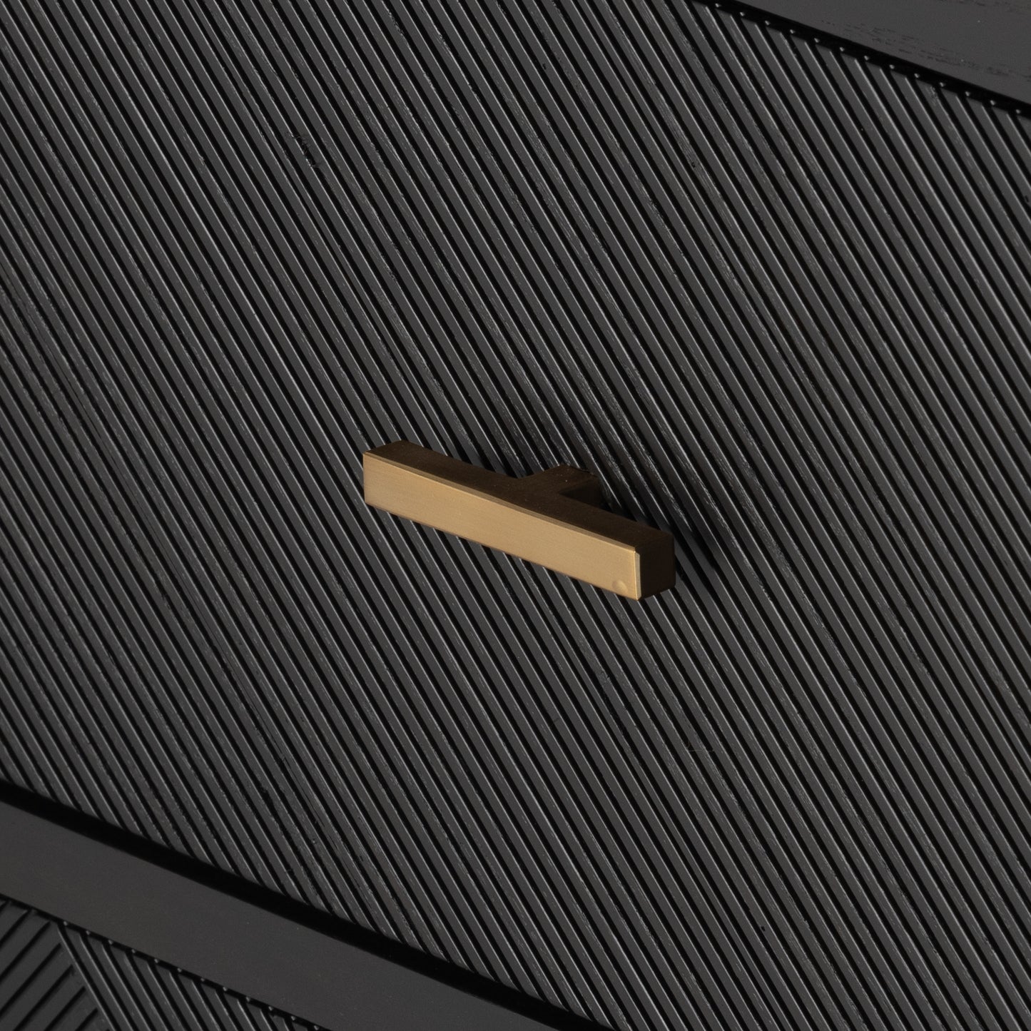 Dawn Media Console in Black ash hardware up close