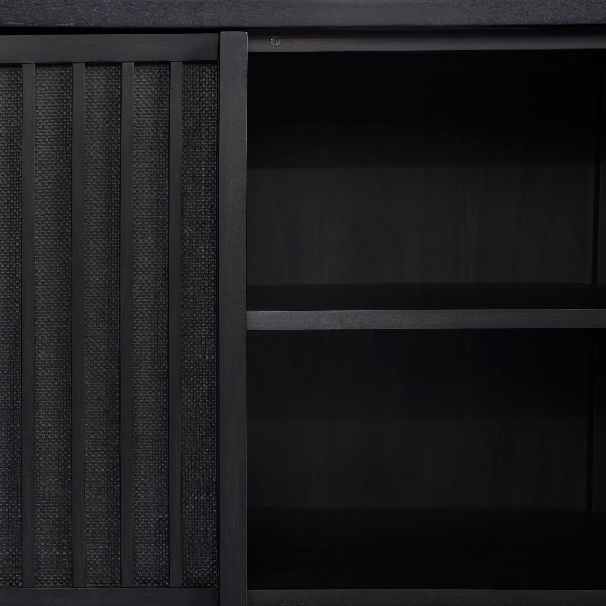 Jeffrey Media Console inside shown with door open on one side