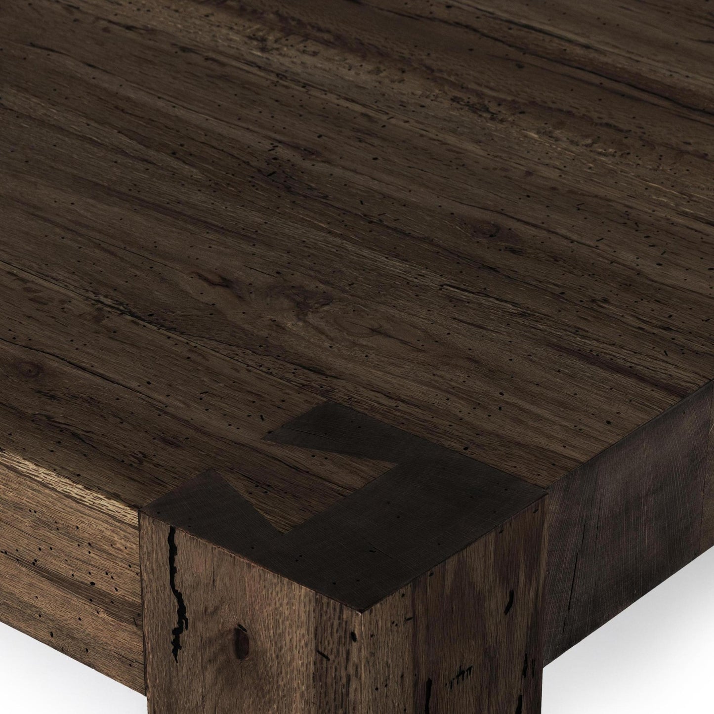 Powell Coffee Table in ebony oak close up of corner