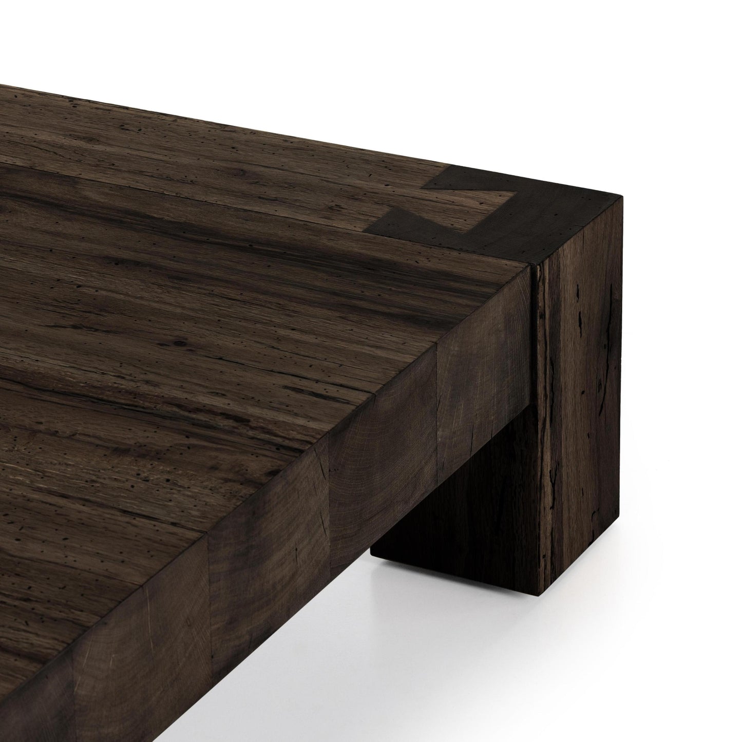 Powell Coffee Table in ebony oak close up of corner