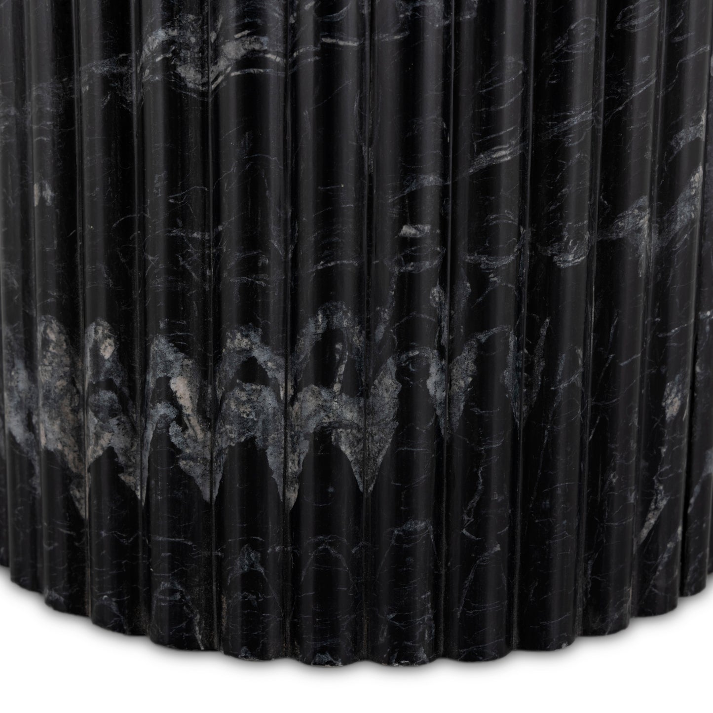 Deco Marble End Table - Black Marble ribbed material up close
