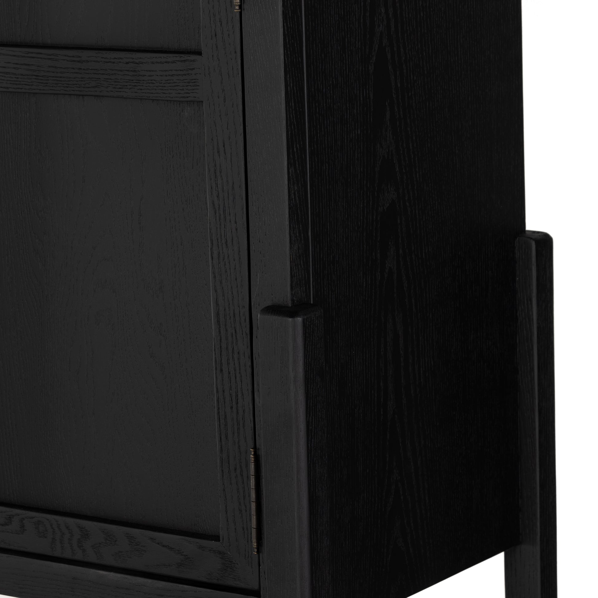 Matte Black Carraway Bar Cabinet corner close up