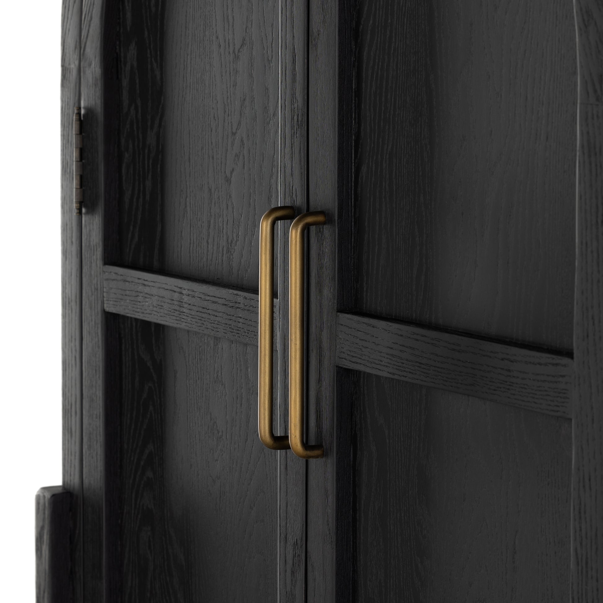 Matte Black Carraway Bar Cabinet handles close up