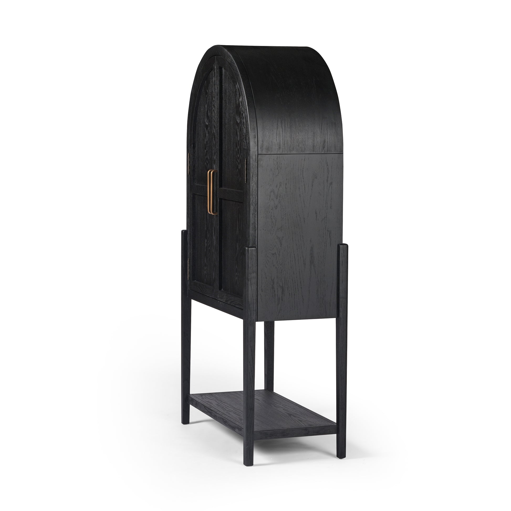 Matte Black Carraway Bar Cabinet side and front