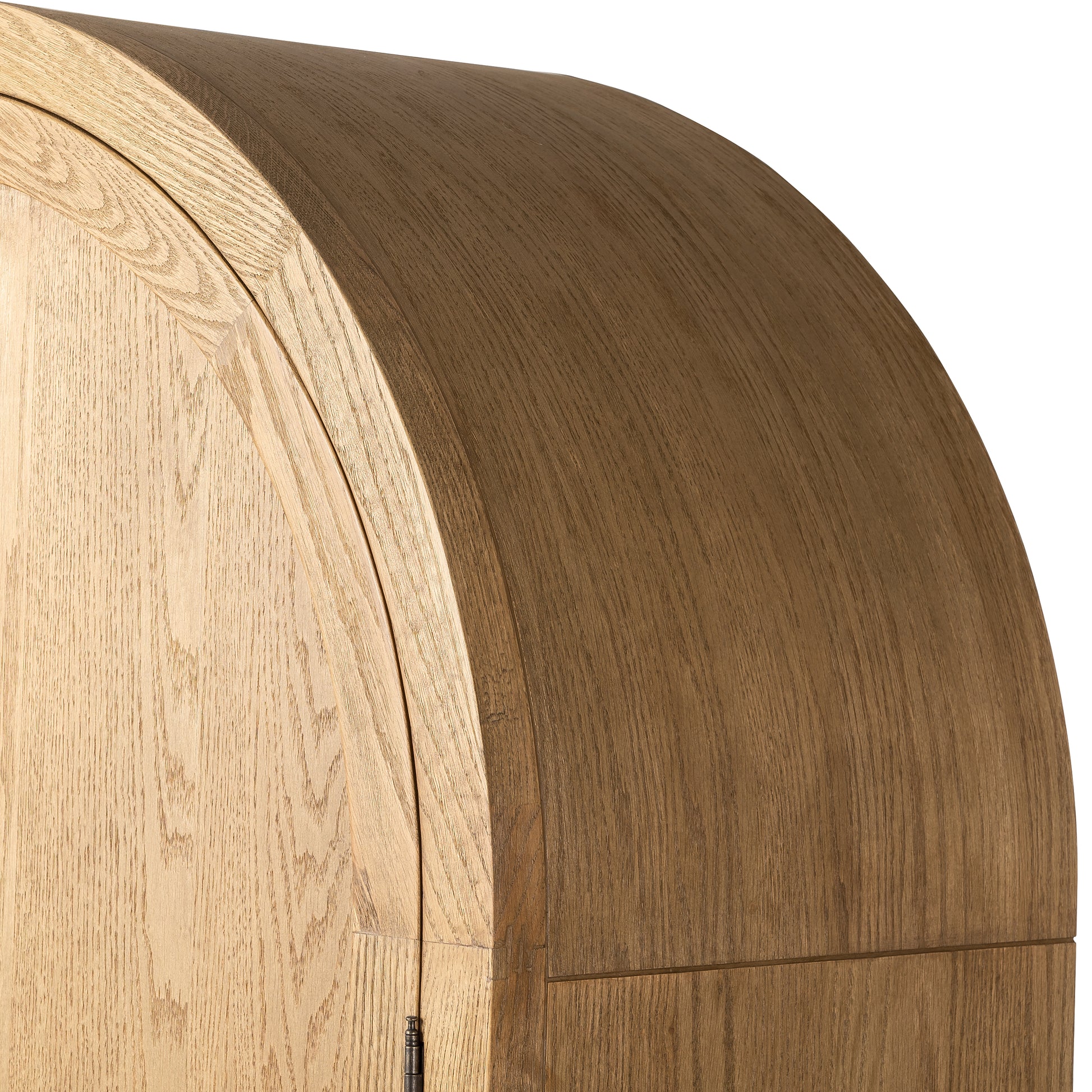 Drifted Oak Carraway Bar Cabinet curved top edge