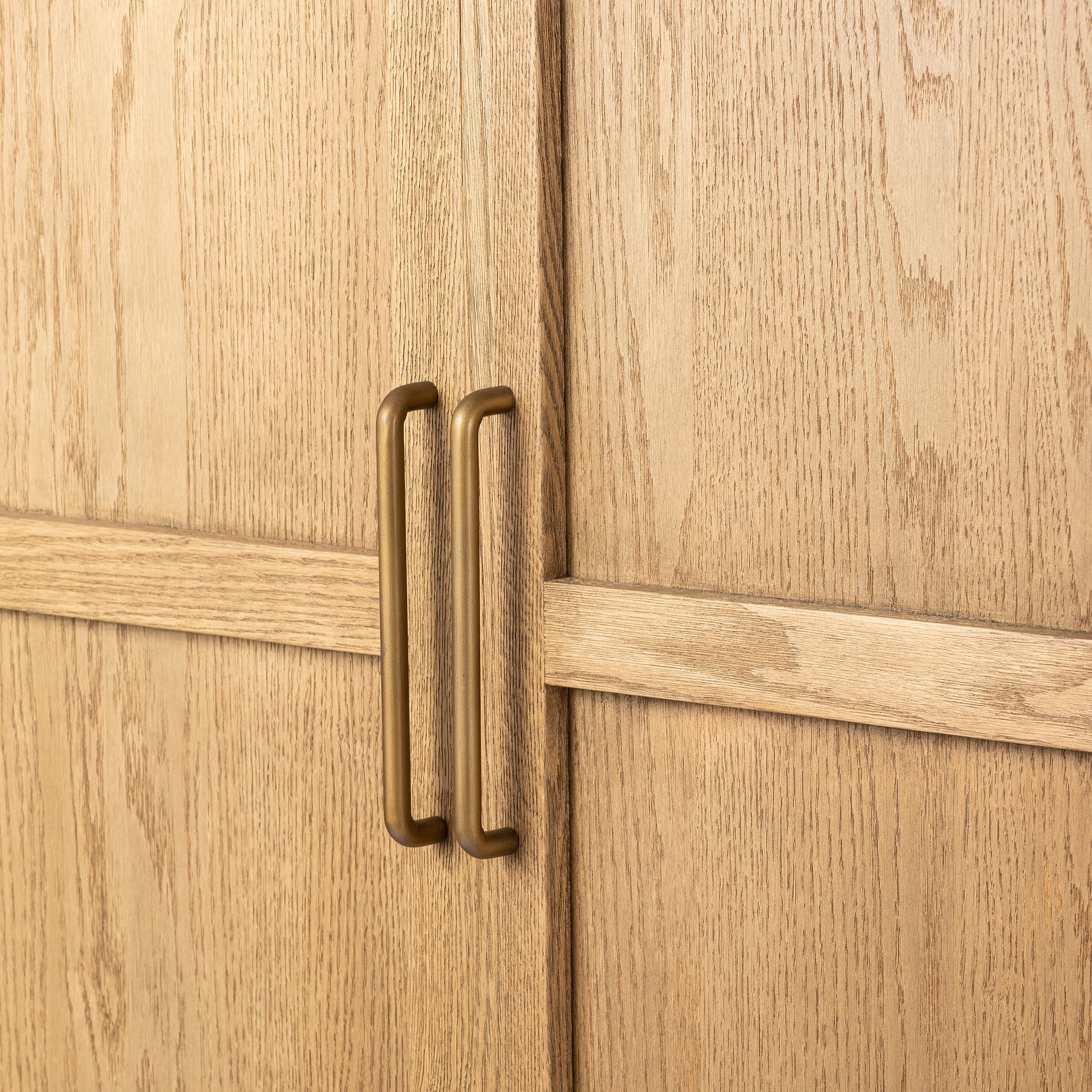 Drifted Oak Carraway Bar Cabinet handles close up