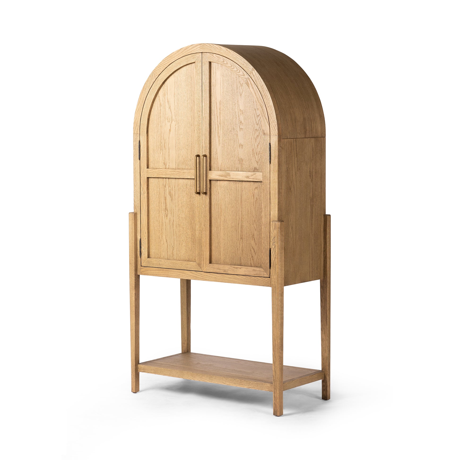 Drifted Oak Carraway Bar Cabinet side and front