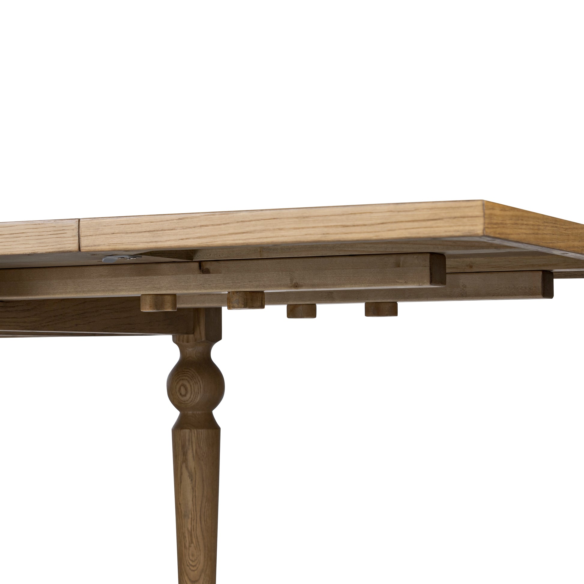 Beau Extension Dining Table extended under the table angle