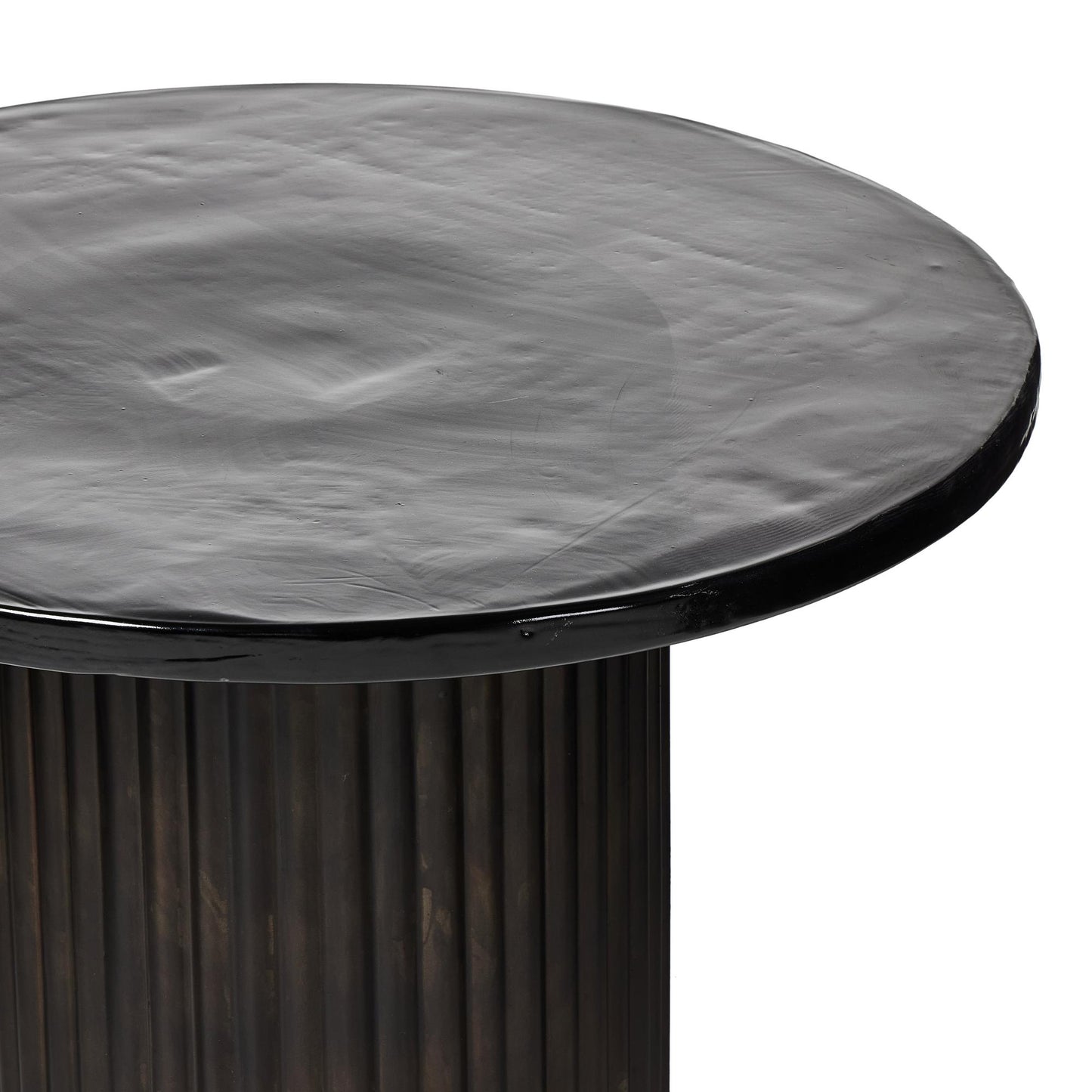 Madden Smoked Glass End Table close up