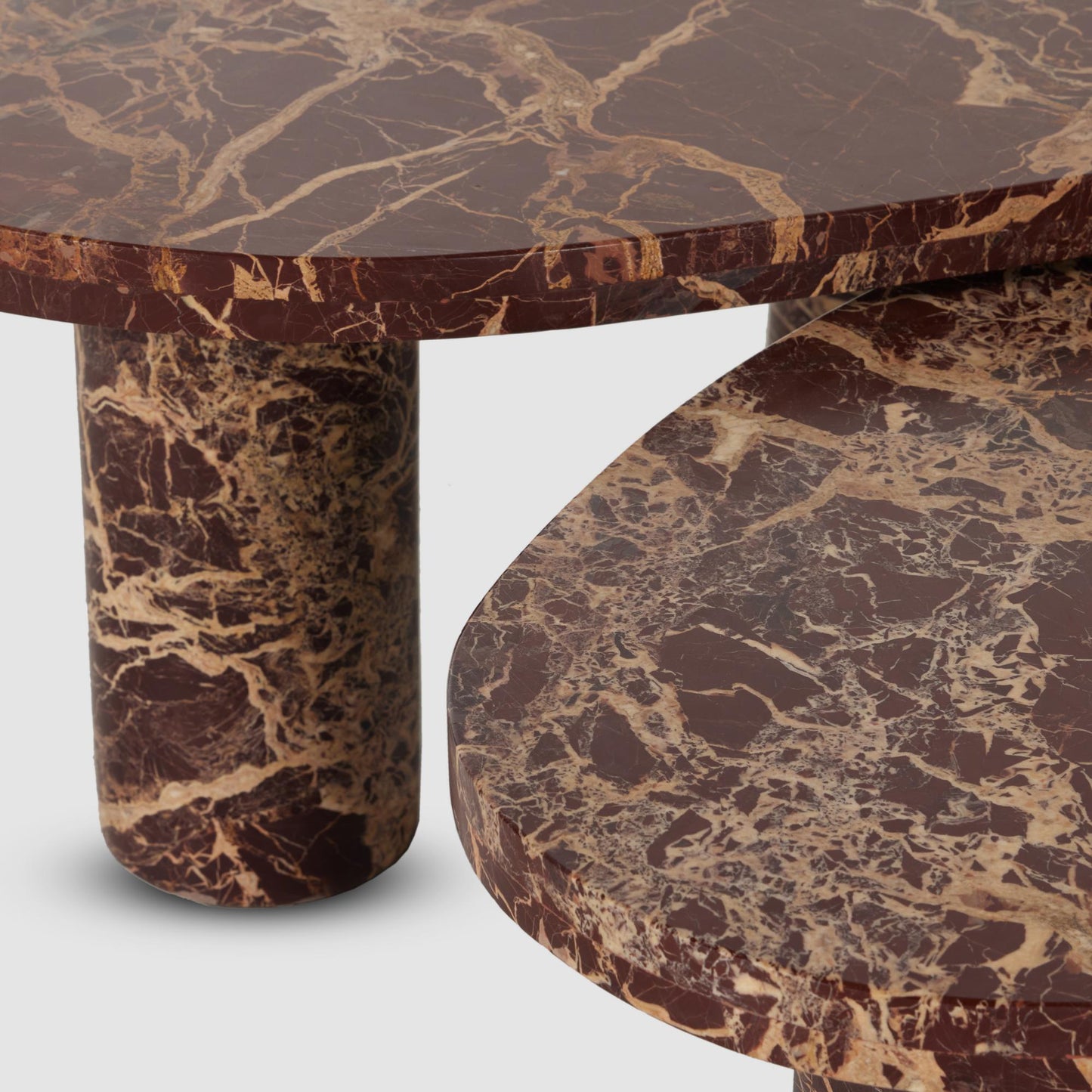 Aurora Marble Nesting Coffee Table Set in merlot