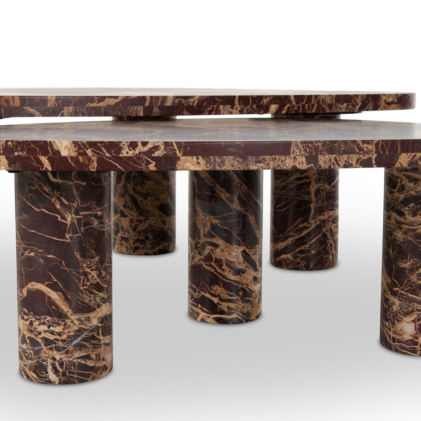 Aurora Marble Nesting Coffee Table Set in merlot