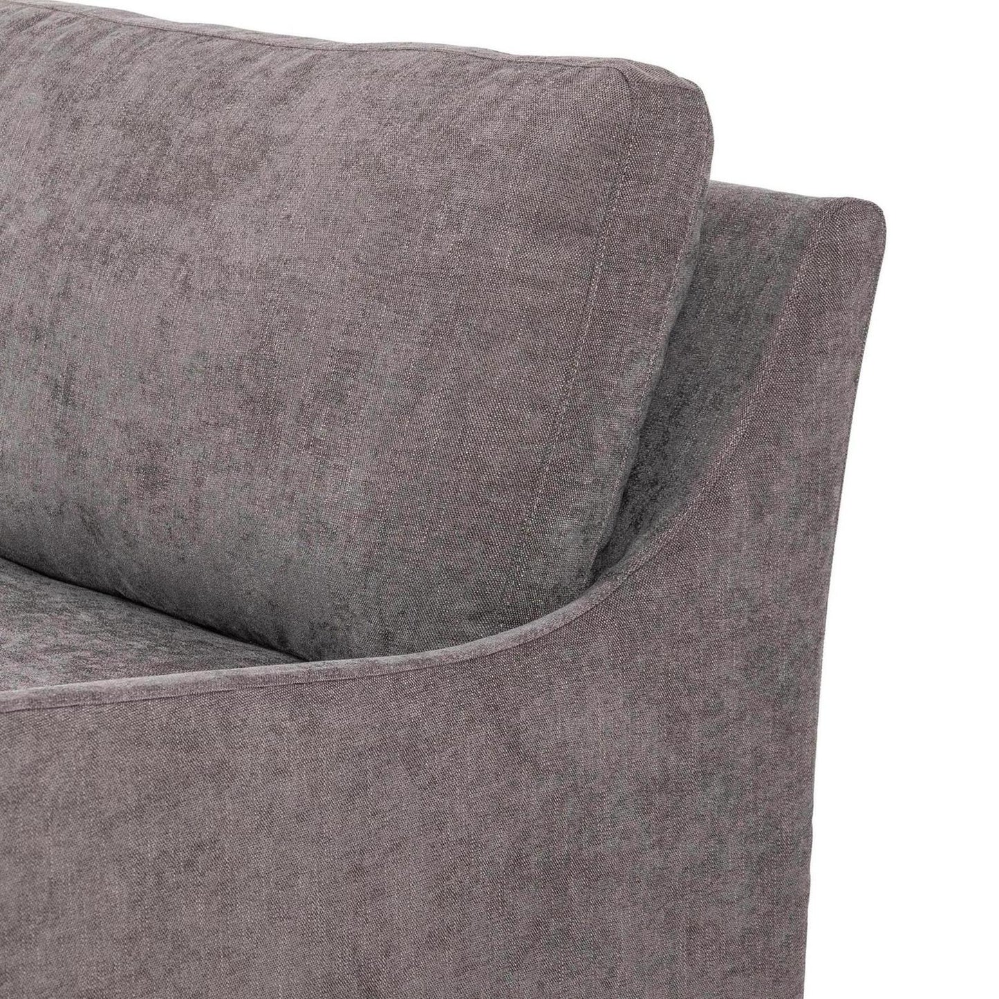 Sabine Slipcover Sofa - smoke - close up of top back corner of sofa