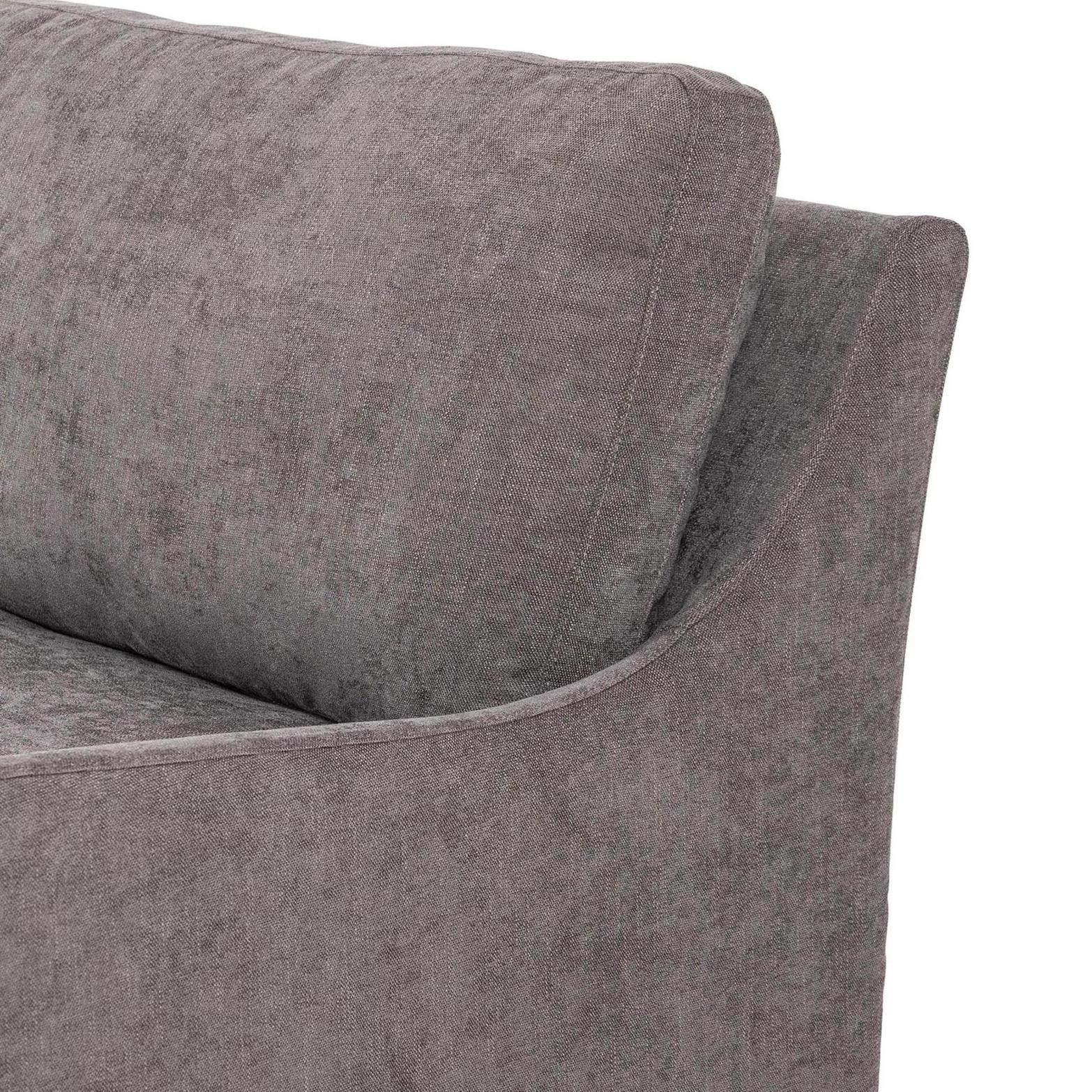 Sabine Slipcover Sofa - smoke - close up of top back corner of sofa