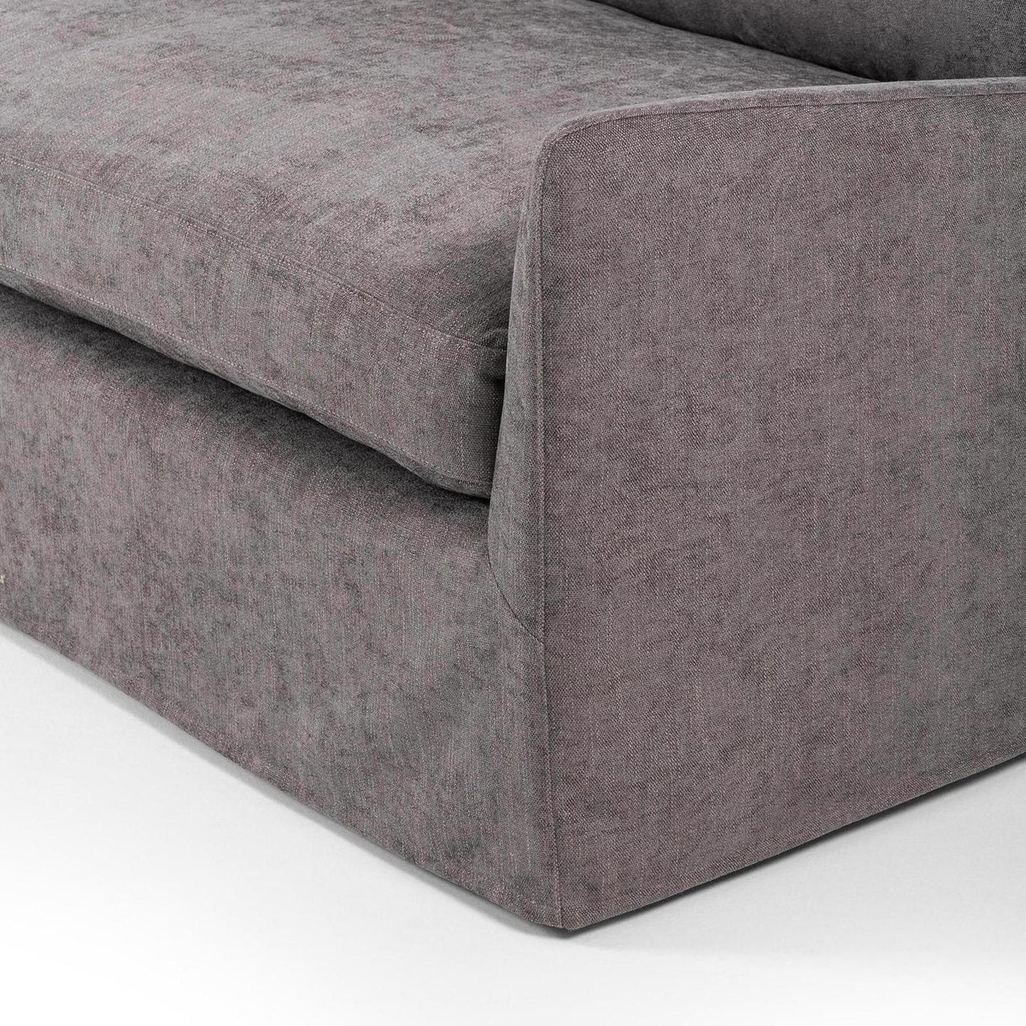 Sabine Slipcover Sofa - smoke - close up of arm / side of sofa
