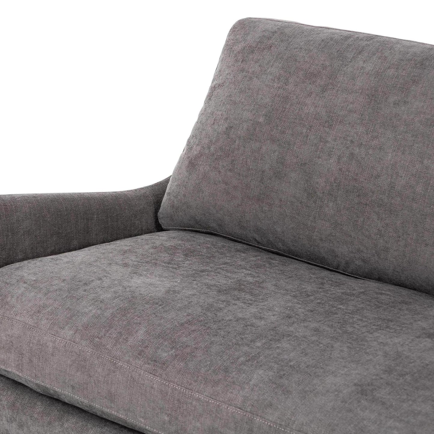 Sabine Slipcover Sofa - smoke - close up of one side of sofa seat
