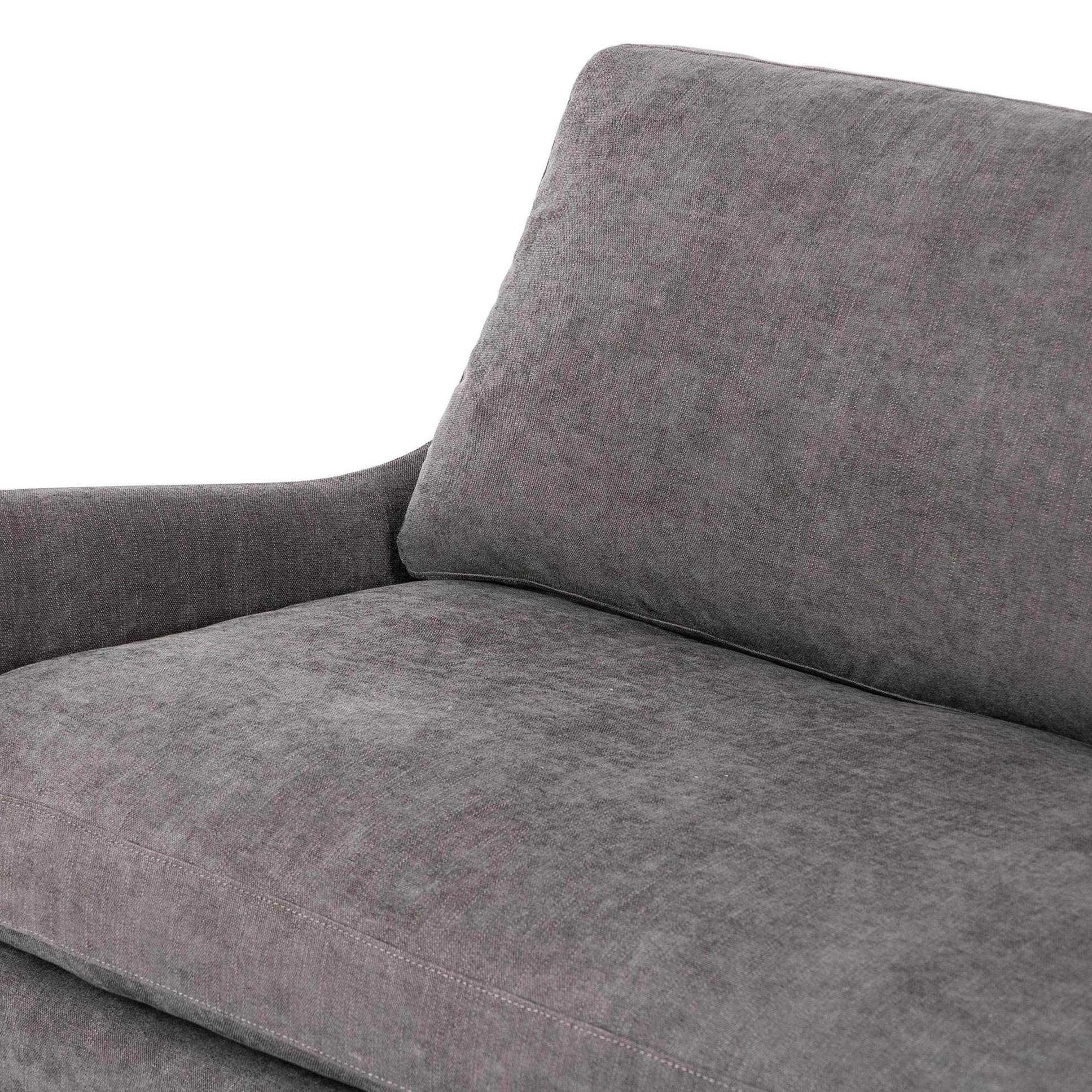 Sabine Slipcover Sofa - smoke - close up of one side of sofa seat