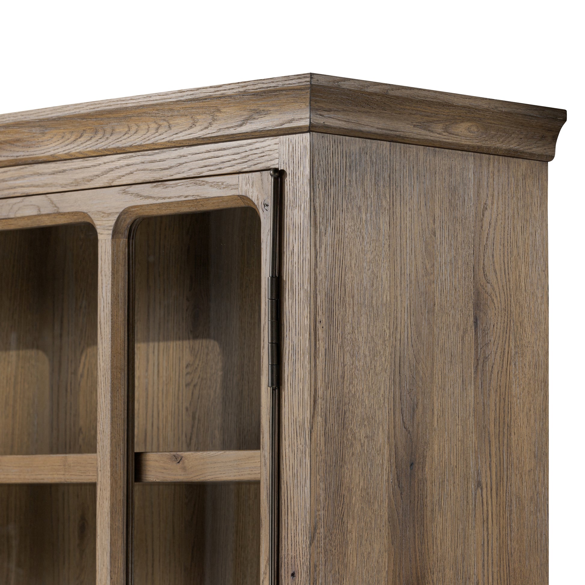 Weathered Oak Potter Cabinet top corner front