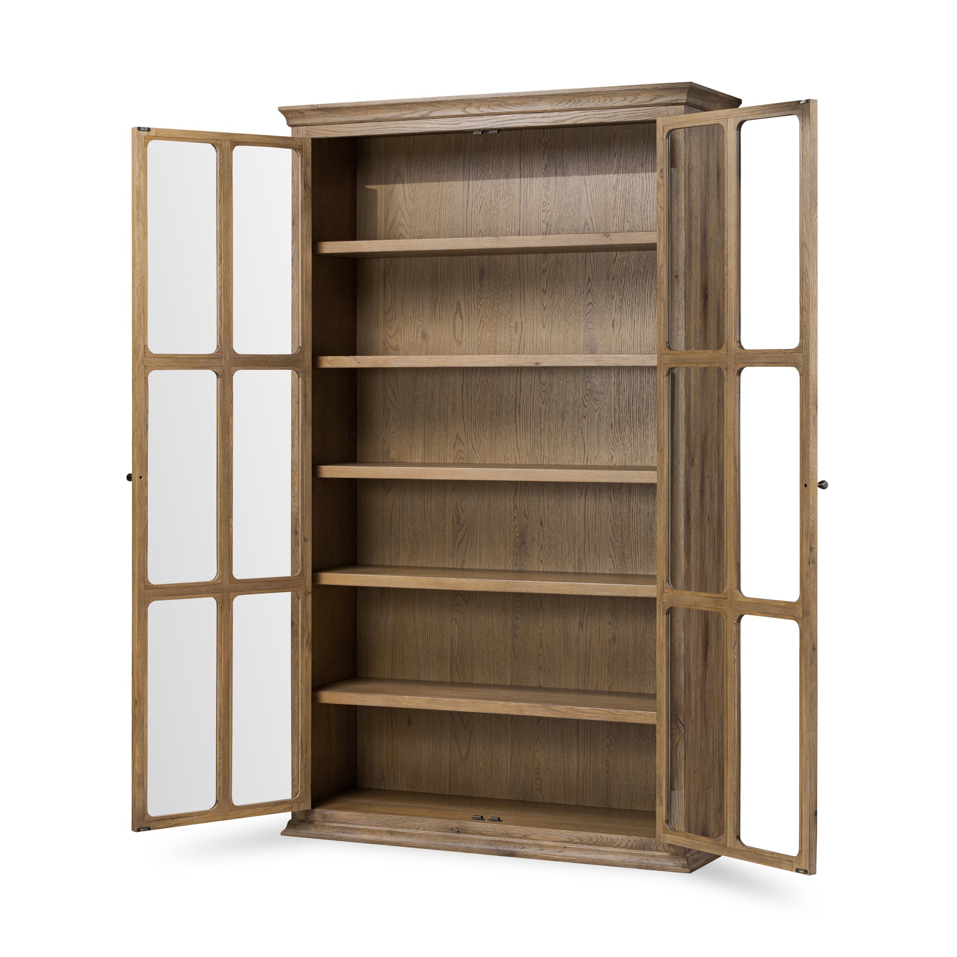 Weathered Oak Potter Cabinet shown with doors open