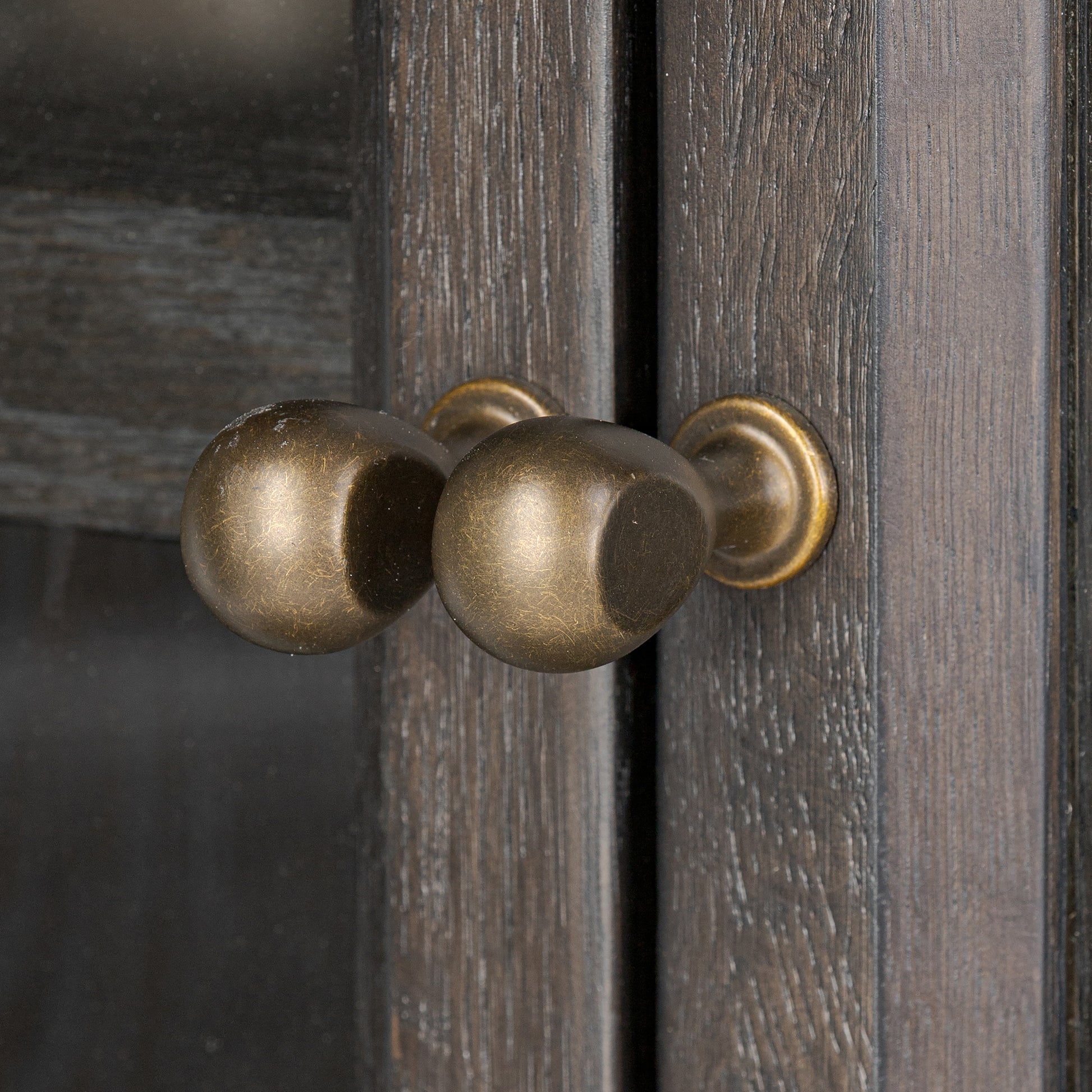 Smoked black Potter Cabinet hardware up close