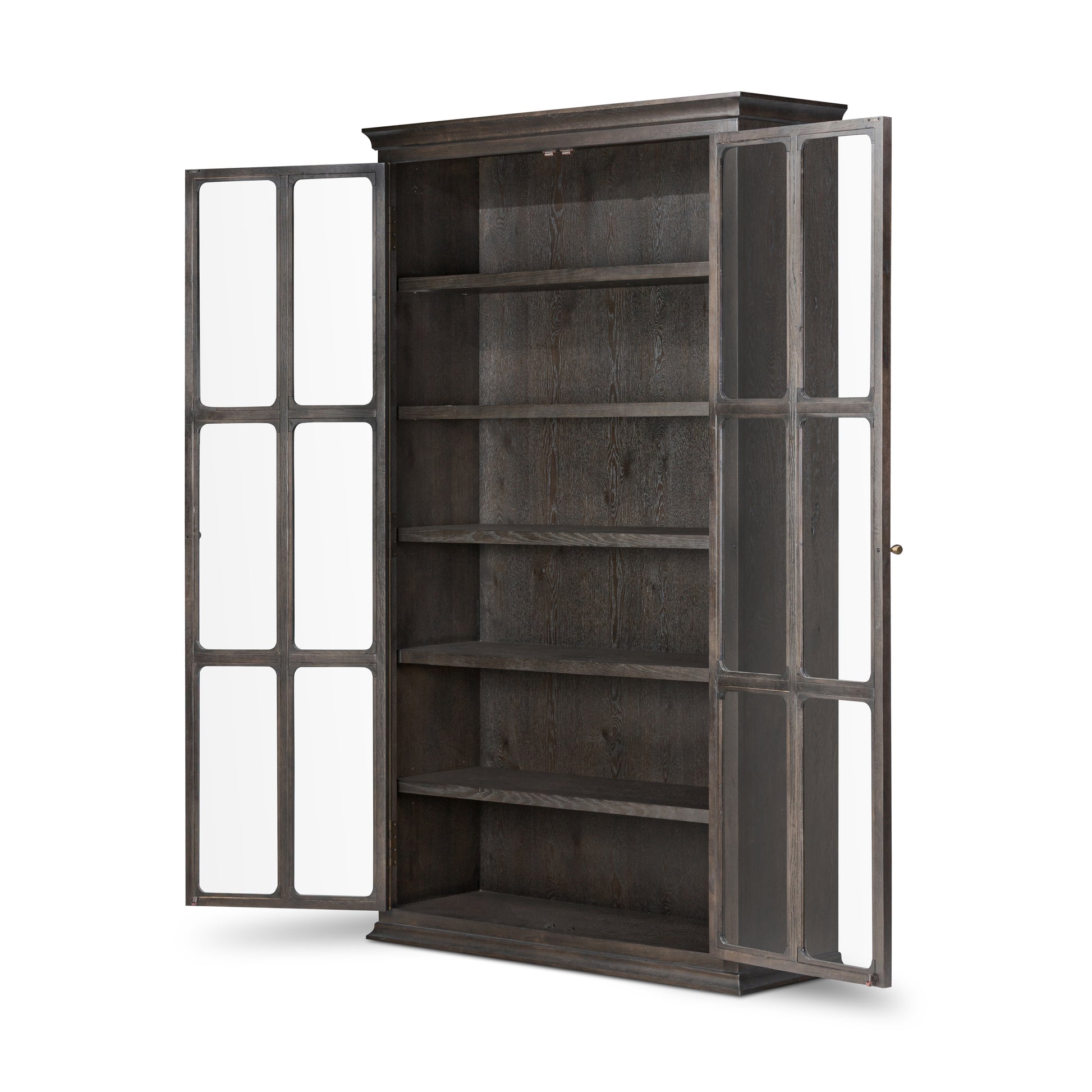 Smoked black Potter Cabinet shown with doors open