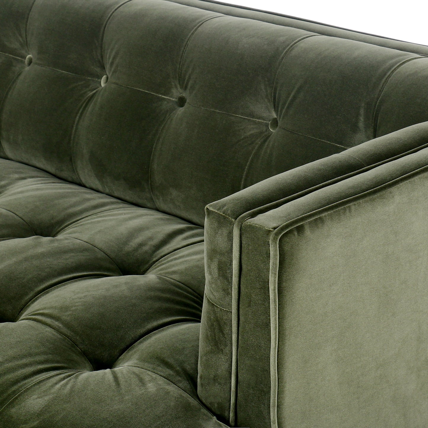78" Sapphire Olive Venvet Elsie Sofa seat up close