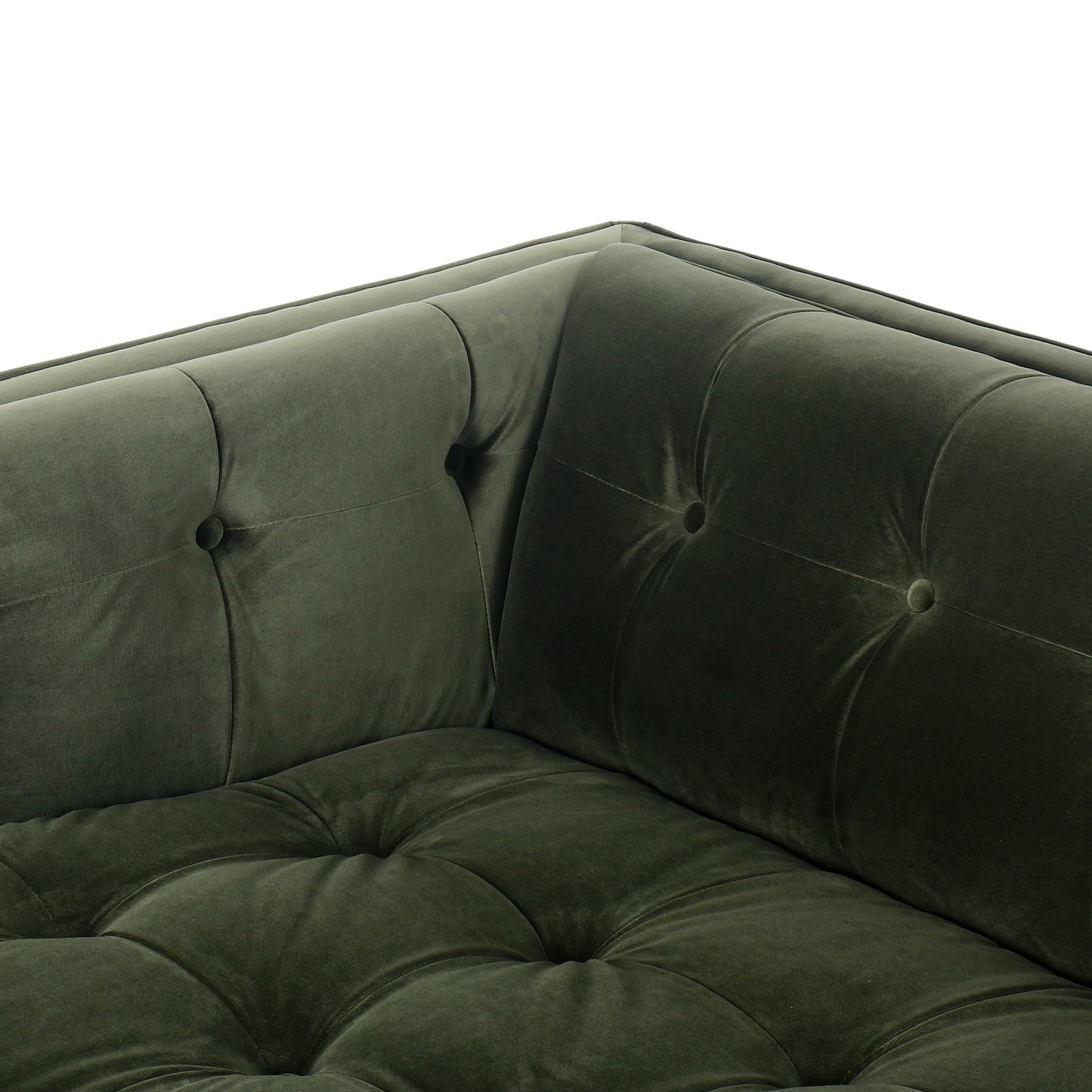 78" Sapphire Olive Venvet Elsie Sofa corner up close