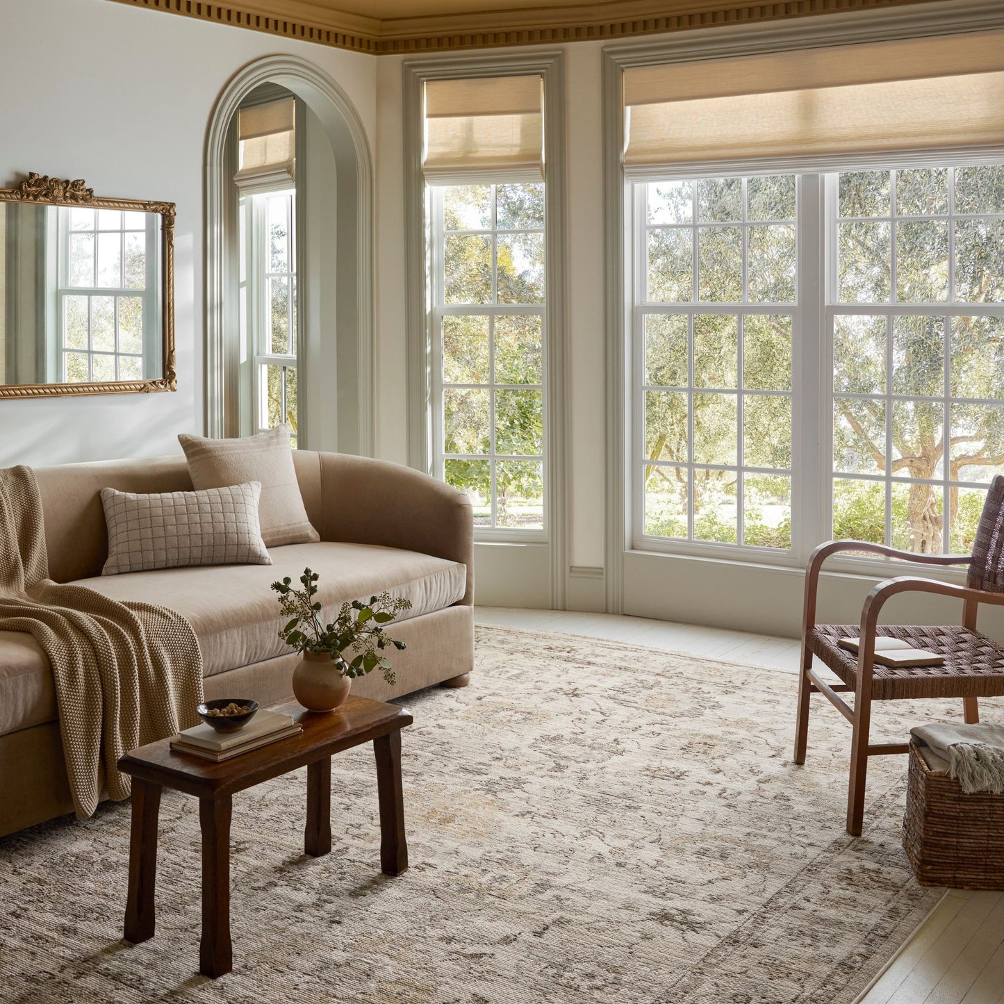 Pace Natural Stone Rug shown in living room