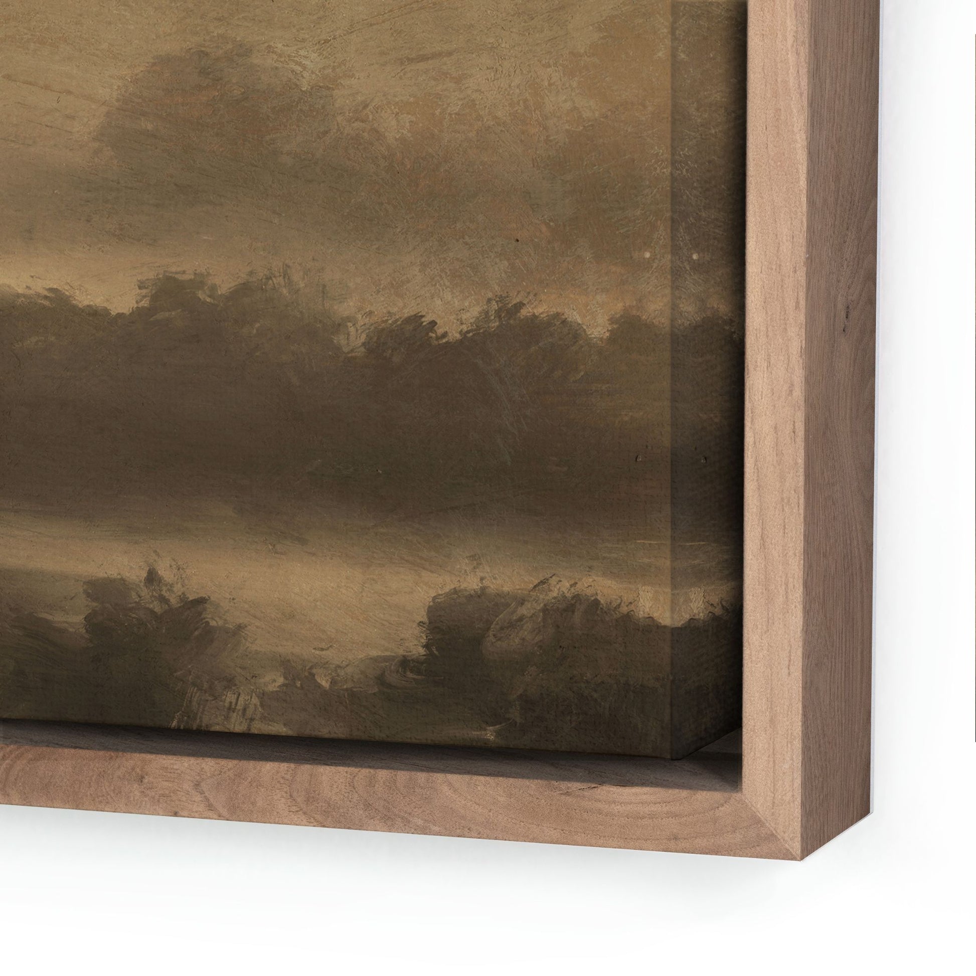 La Terre by Dan Hobday - Rustic Walnut Floater corner of frame shown up close