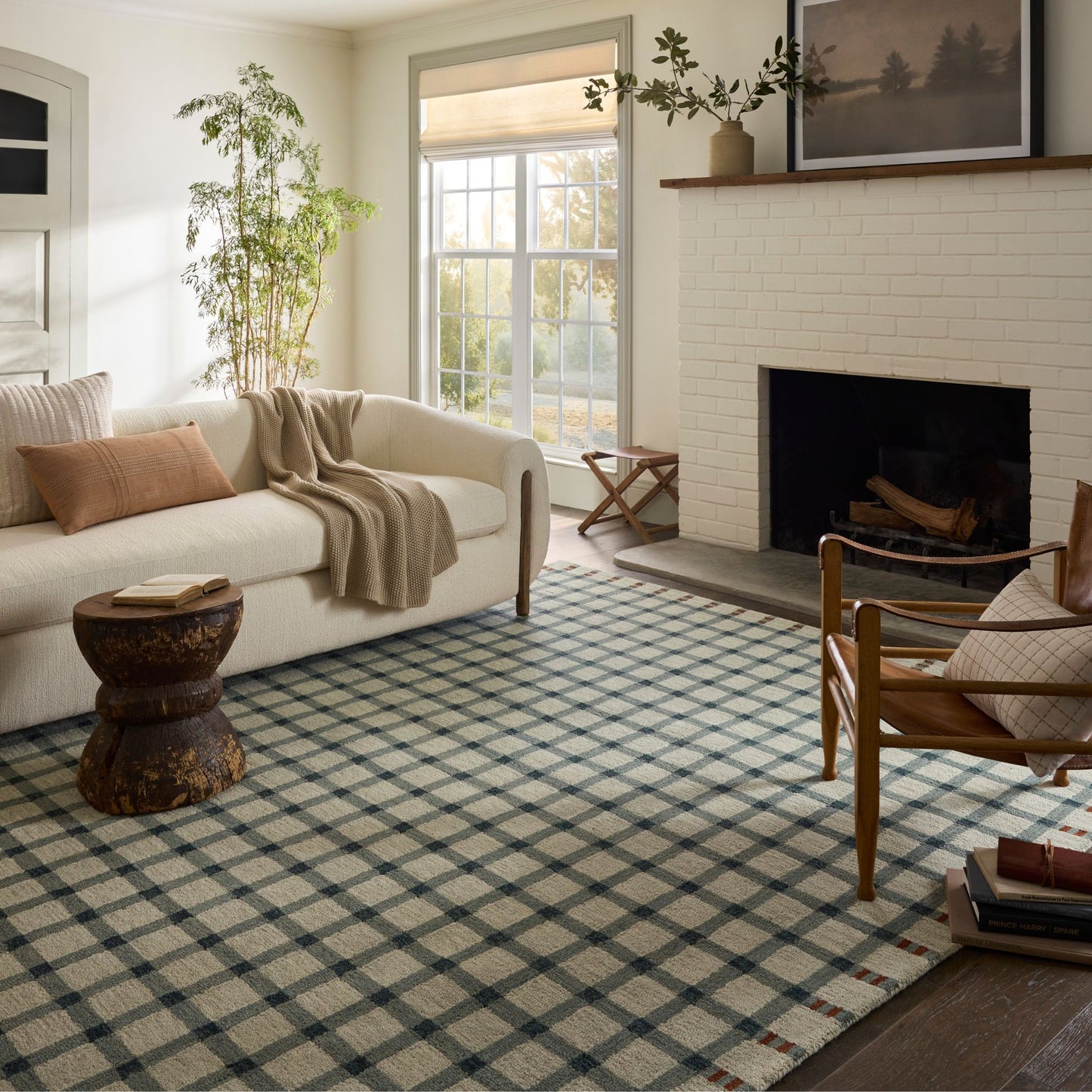 Waylon Spa Brick Rug shown in living room